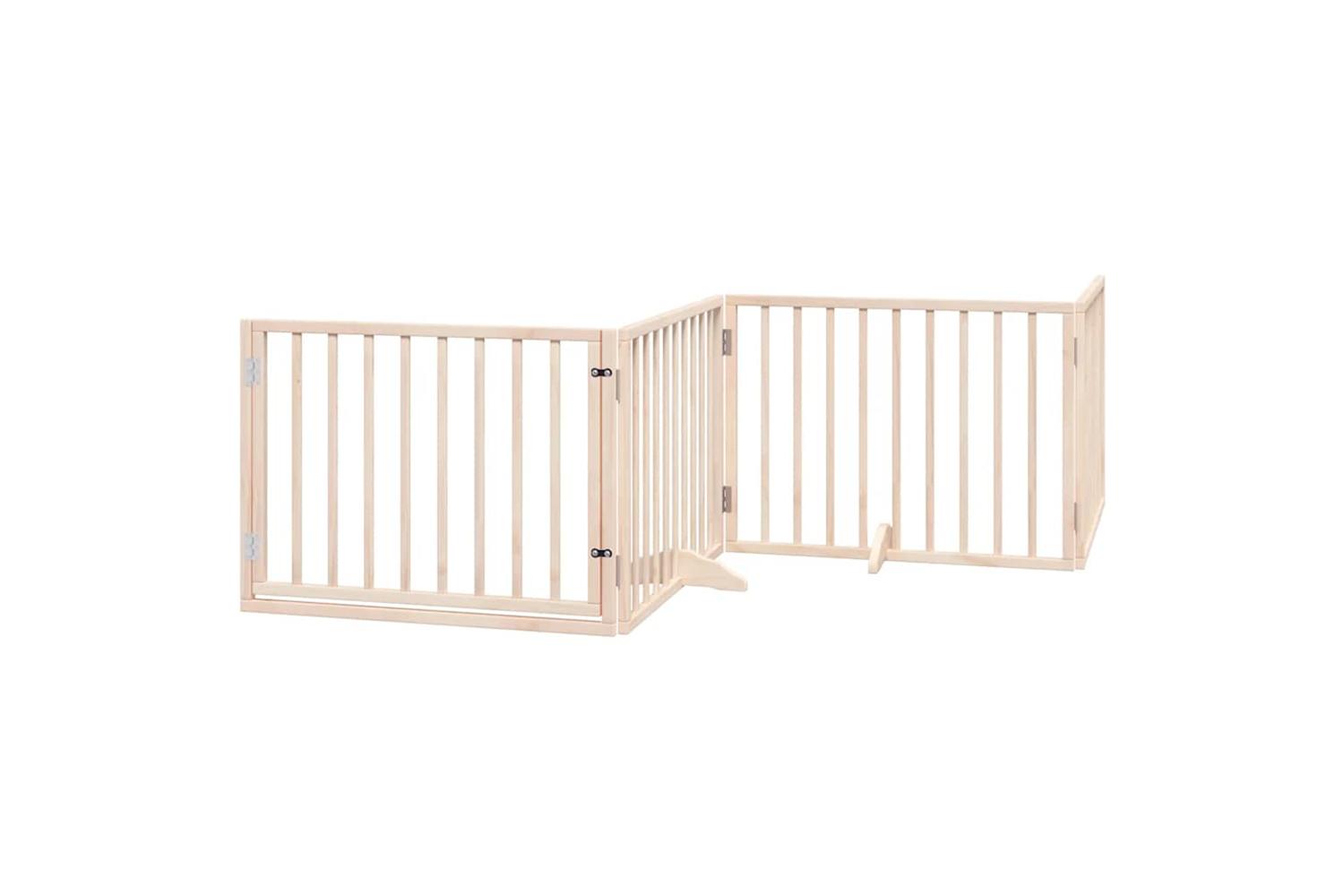 Vidaxl Dog Gate With Door Foldable 12 Panels 960 Cm Poplar Wood-3