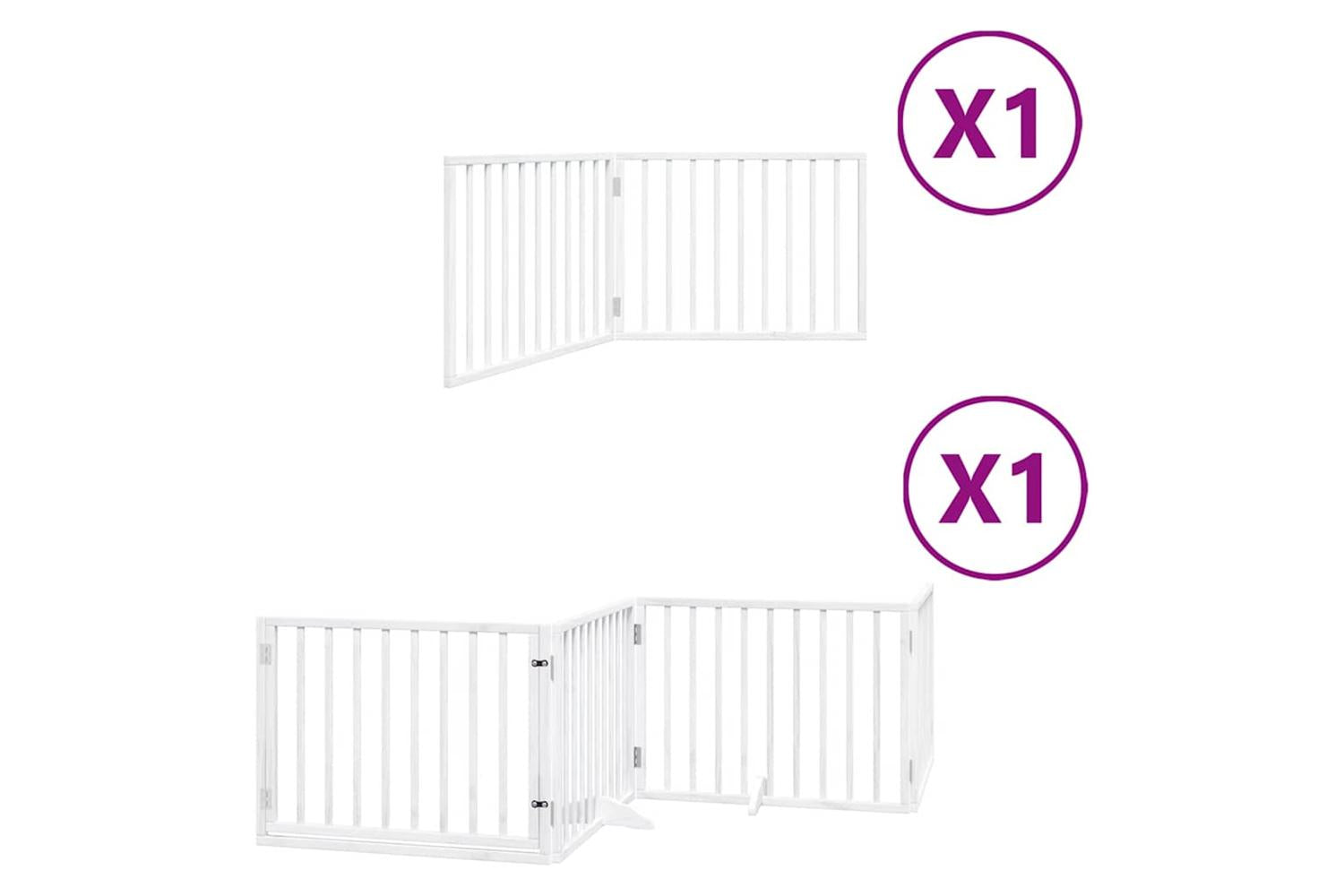 Vidaxl Dog Gate With Door Foldable 6 Panels White 480 Cm Poplar Wood-2