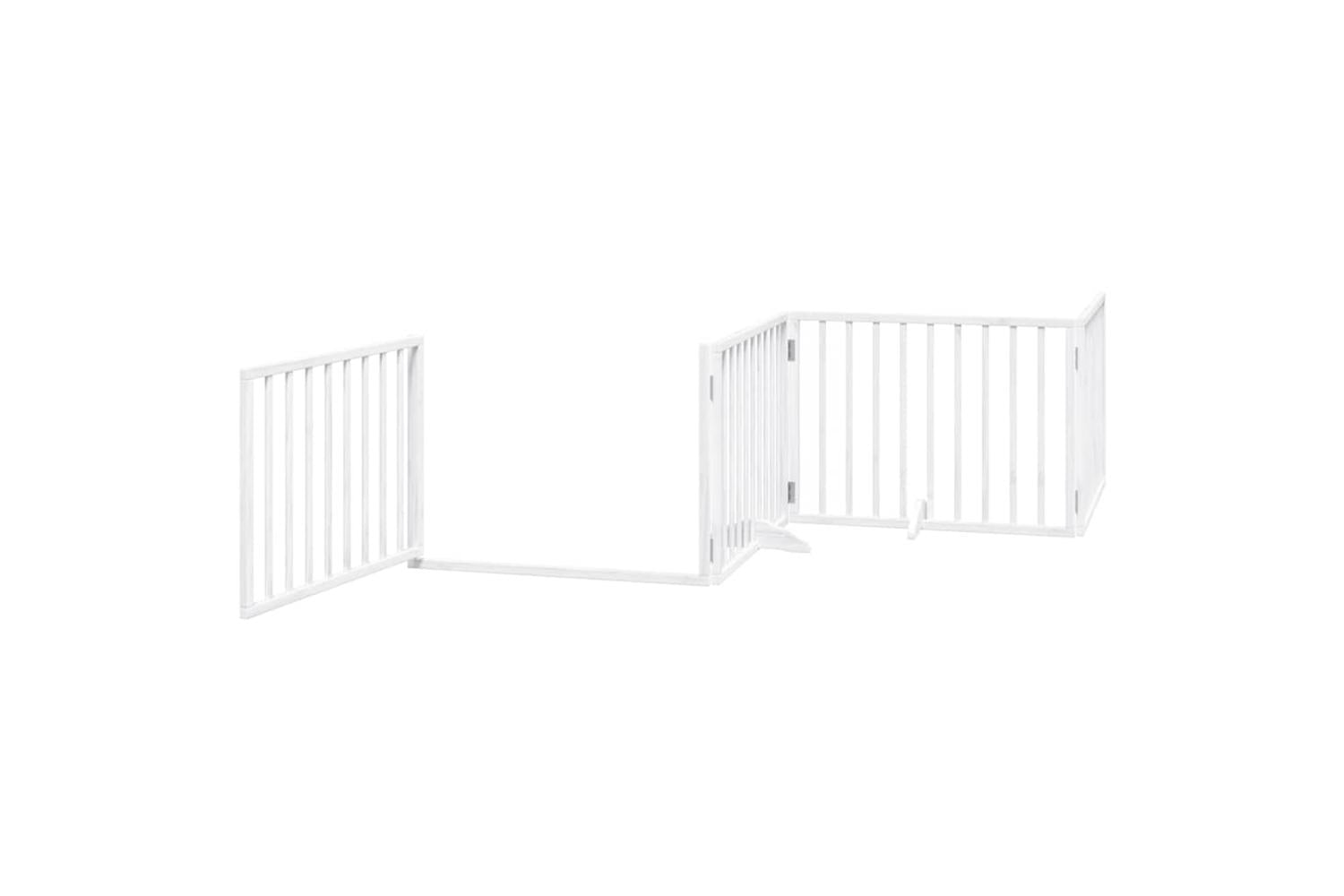 Vidaxl Dog Gate With Door Foldable 6 Panels White 480 Cm Poplar Wood-4