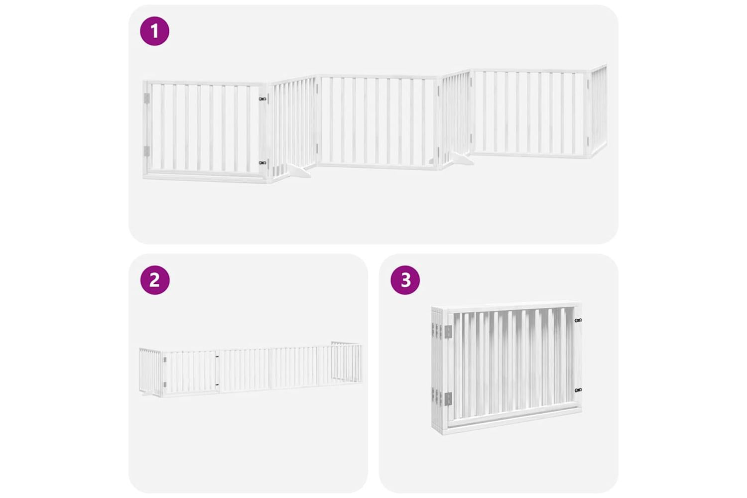 Vidaxl Dog Gate With Door Foldable 6 Panels White 480 Cm Poplar Wood-5
