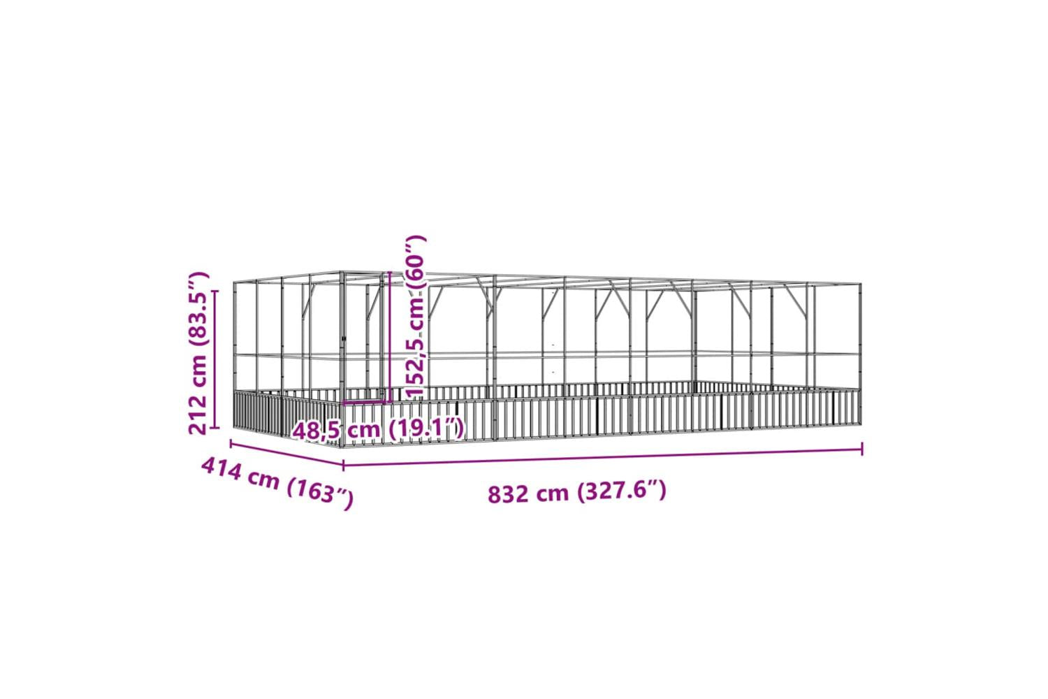 Vidaxl Aviary With Extension Silver 832x414x212 Cm Steel-8