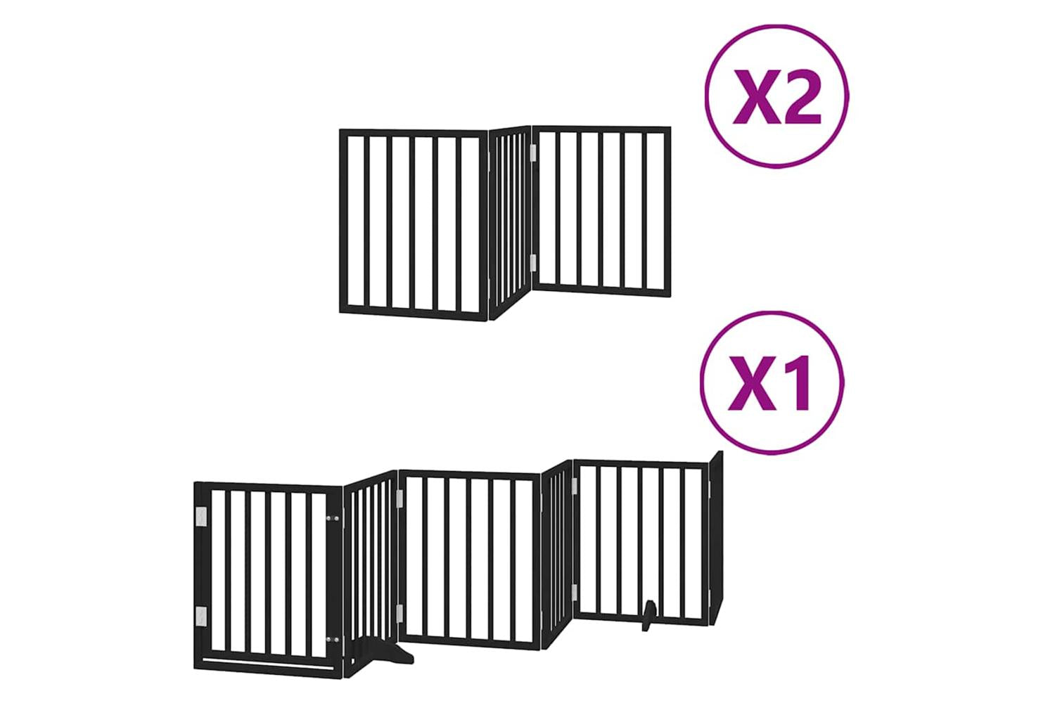 Vidaxl Dog Gate With Door Foldable 12 Panels Black 600 Cm Poplar Wood-2