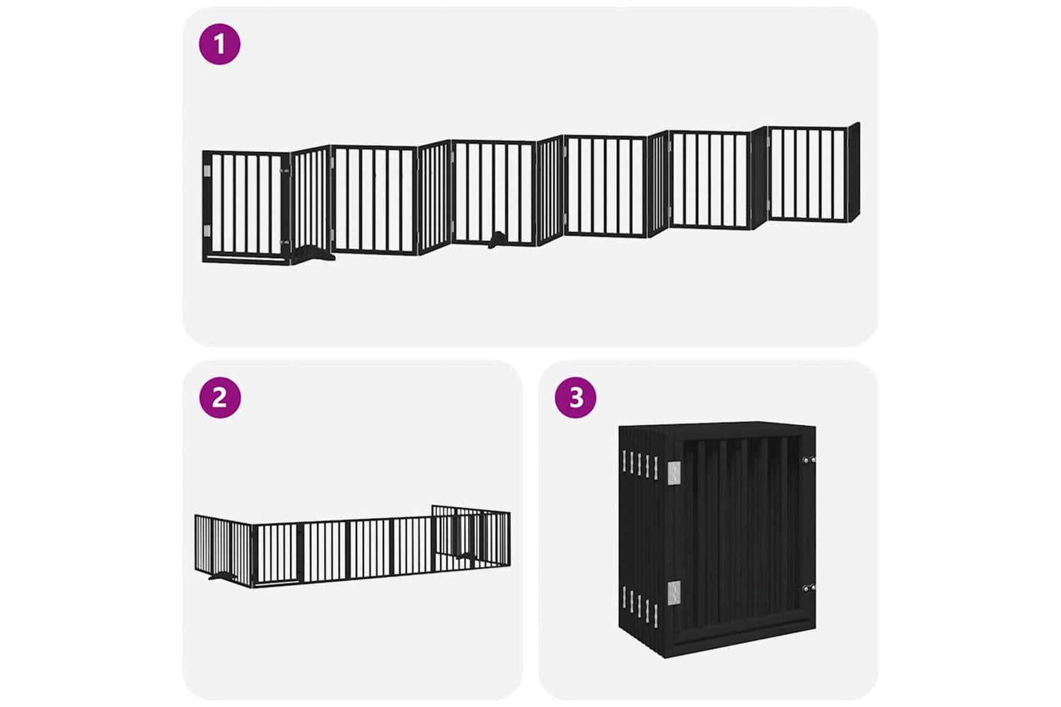 Vidaxl Dog Gate With Door Foldable 12 Panels Black 600 Cm Poplar Wood-6
