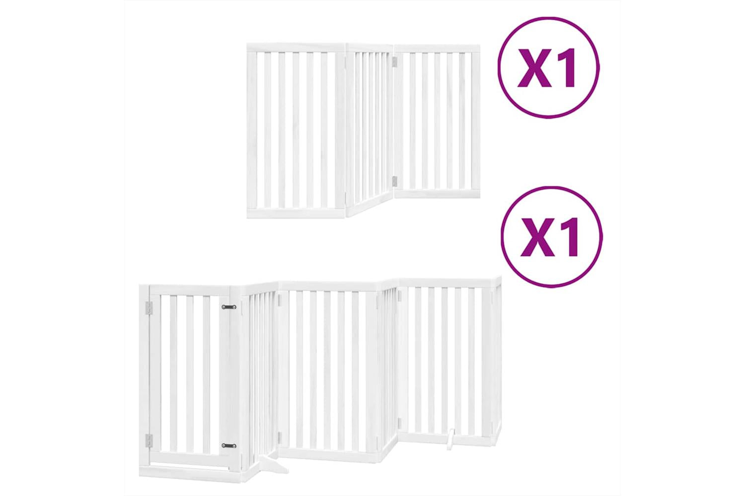 Vidaxl Dog Gate With Door Foldable 9 Panels White 450 Cm Poplar Wood-2