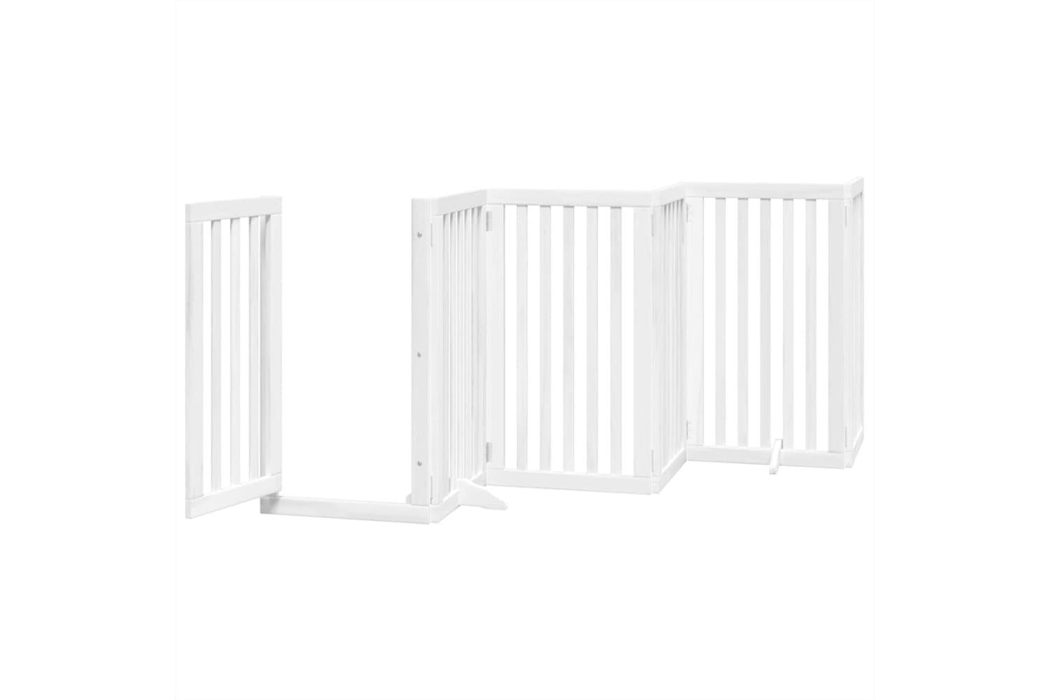 Vidaxl Dog Gate With Door Foldable 9 Panels White 450 Cm Poplar Wood-4