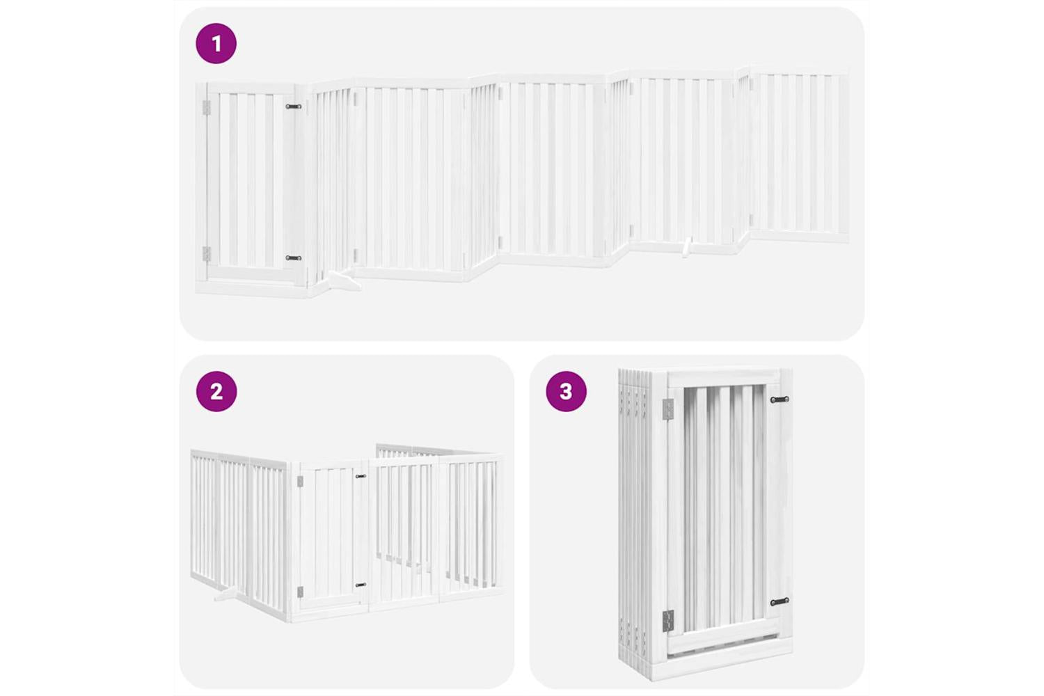 Vidaxl Dog Gate With Door Foldable 9 Panels White 450 Cm Poplar Wood-5