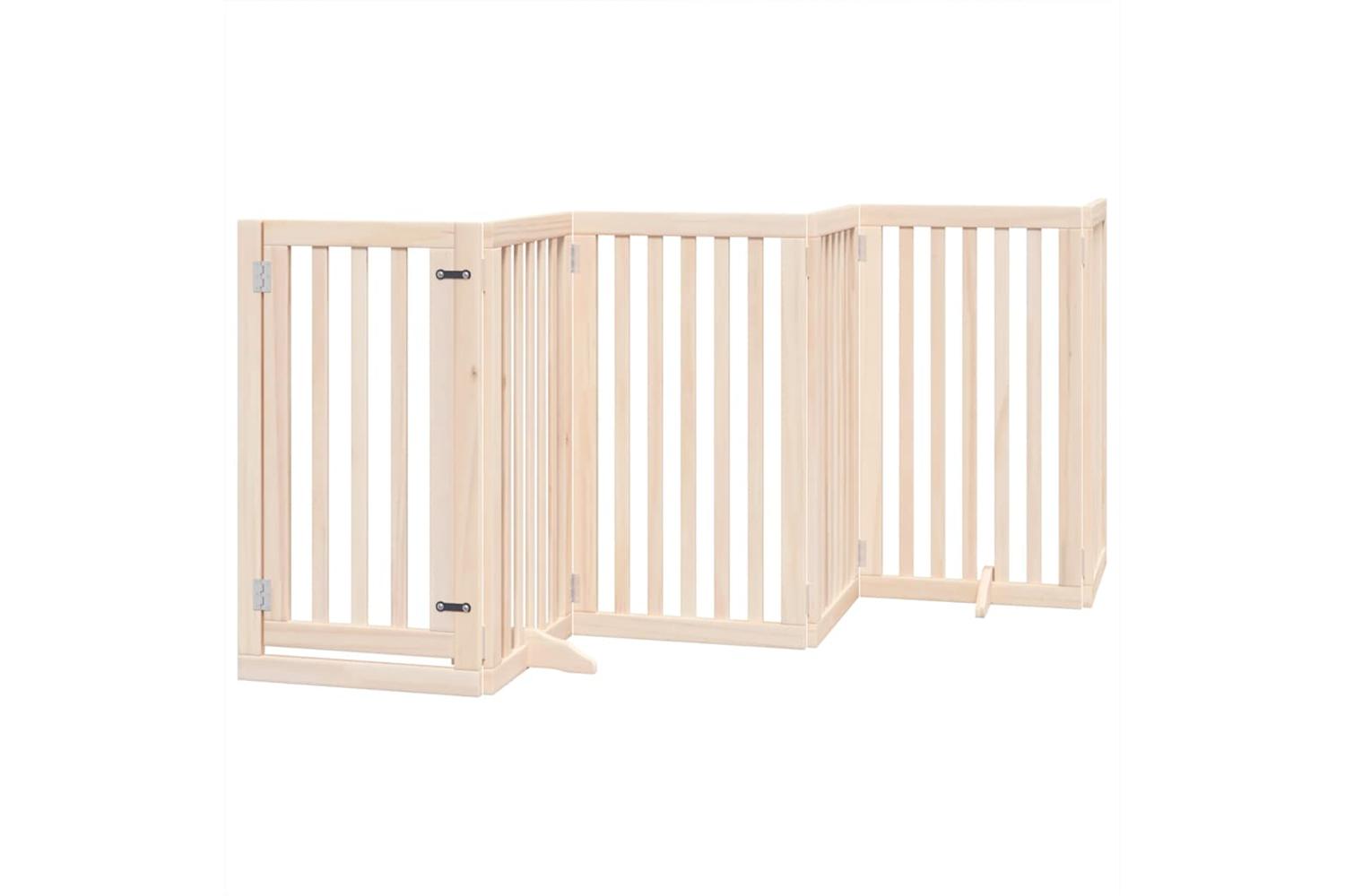 Vidaxl Dog Gate With Door Foldable 9 Panels 450 Cm Poplar Wood-3