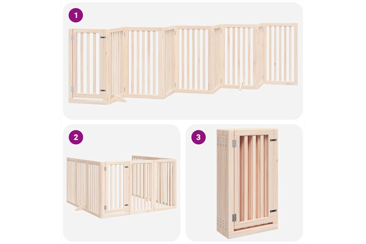 Vidaxl Dog Gate With Door Foldable 9 Panels 450 Cm Poplar Wood-5