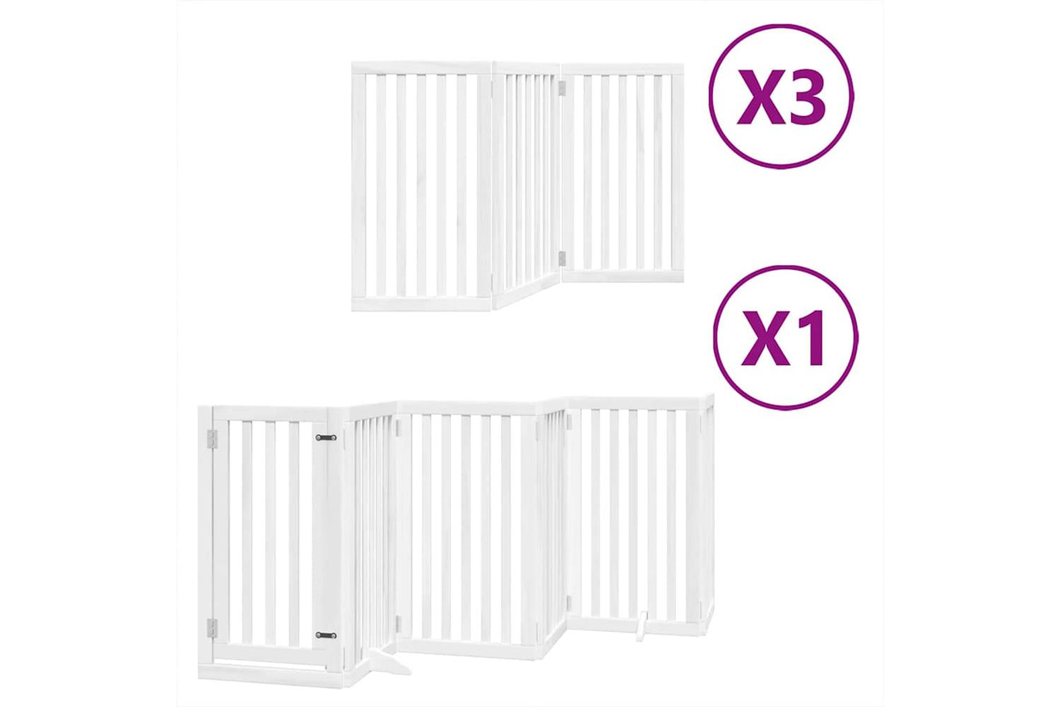 Vidaxl Dog Gate With Door Foldable 15 Panels White 750 Cm Poplar Wood-2