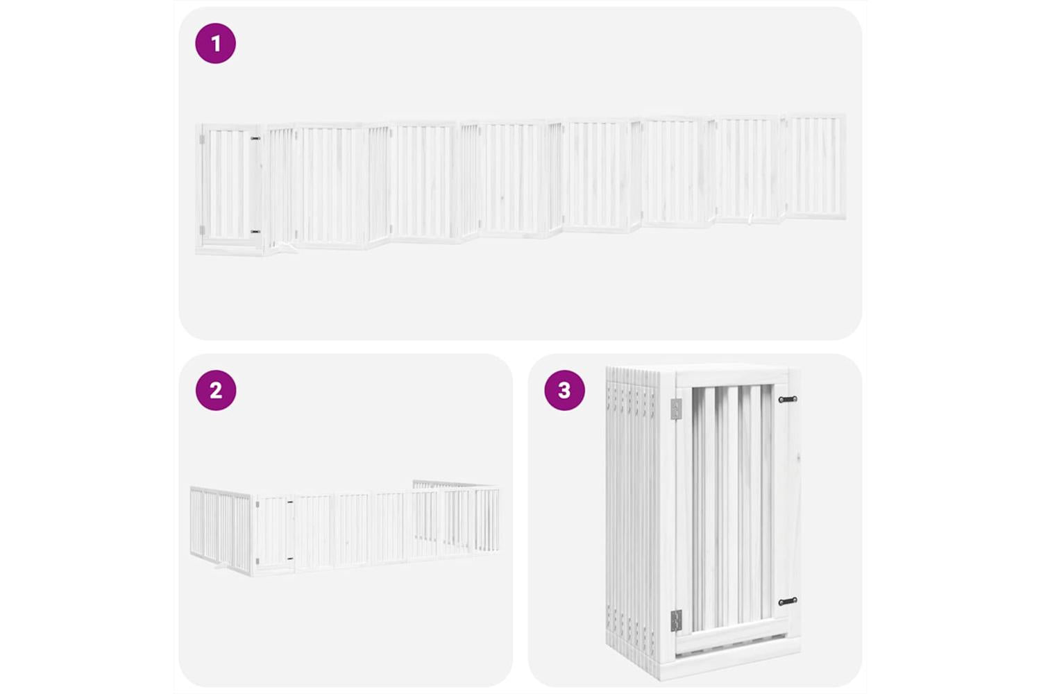Vidaxl Dog Gate With Door Foldable 15 Panels White 750 Cm Poplar Wood-5