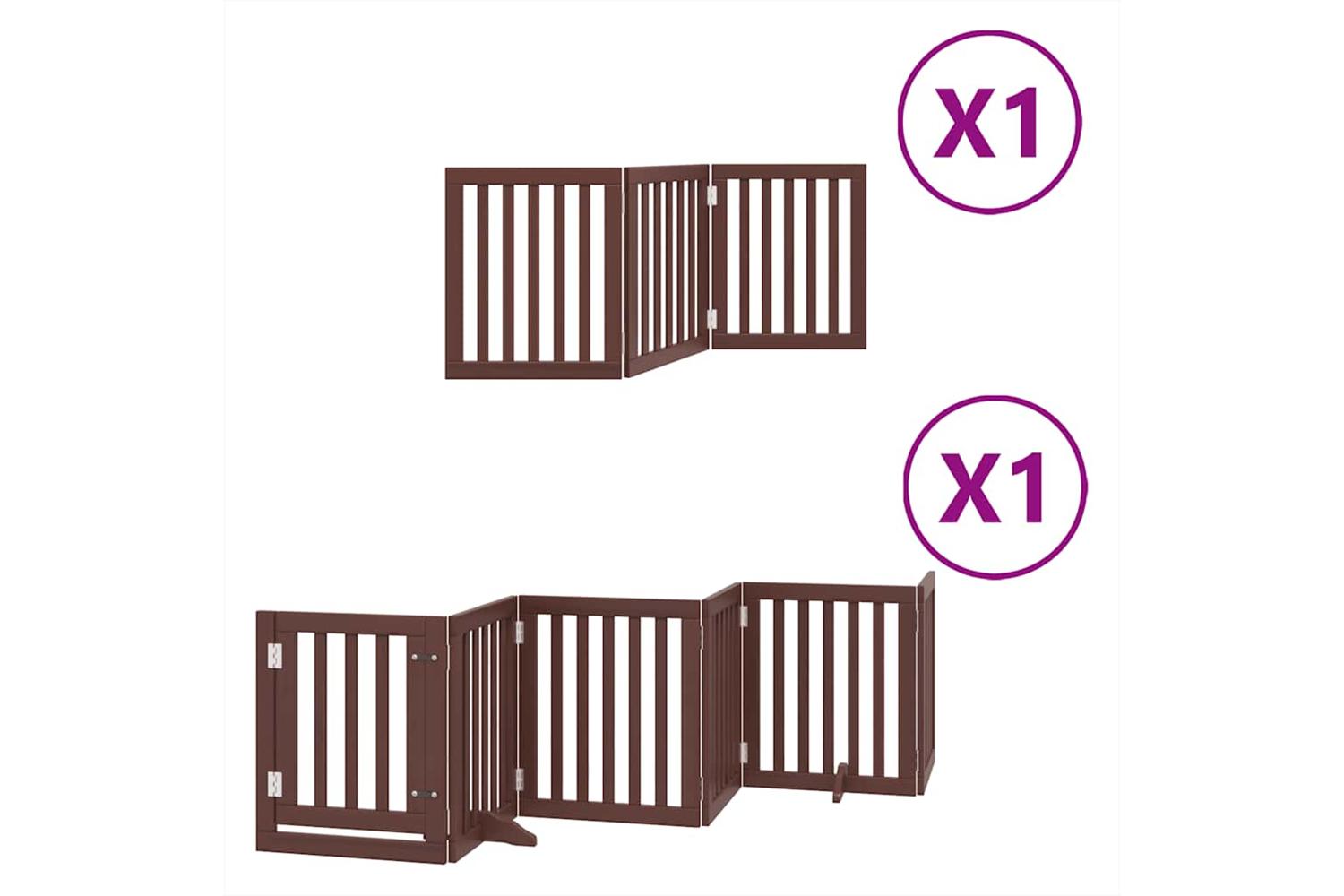 Vidaxl Dog Gate With Door Foldable 9 Panels Brown 450 Cm Poplar Wood-2