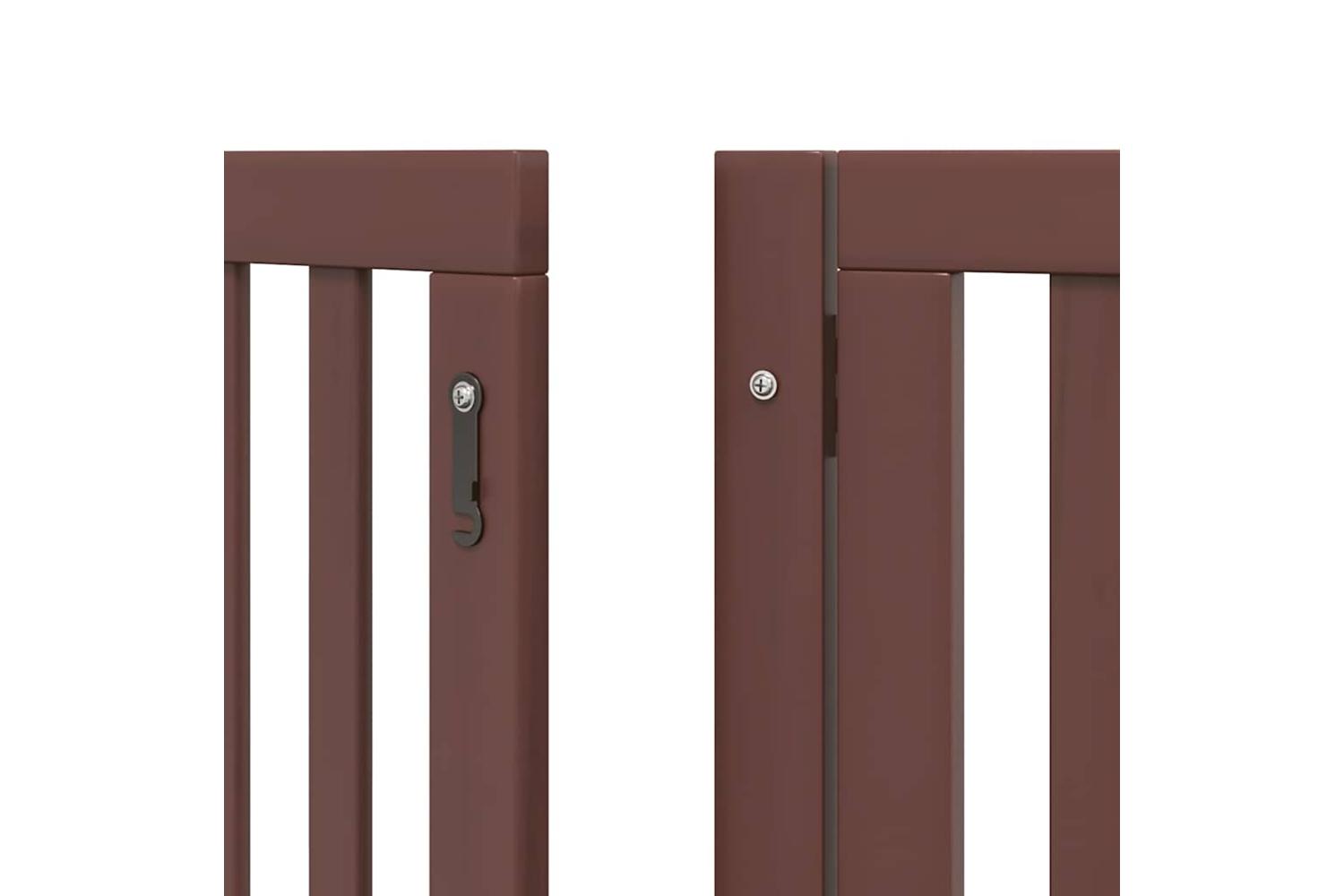 Vidaxl Dog Gate With Door Foldable 9 Panels Brown 450 Cm Poplar Wood-9