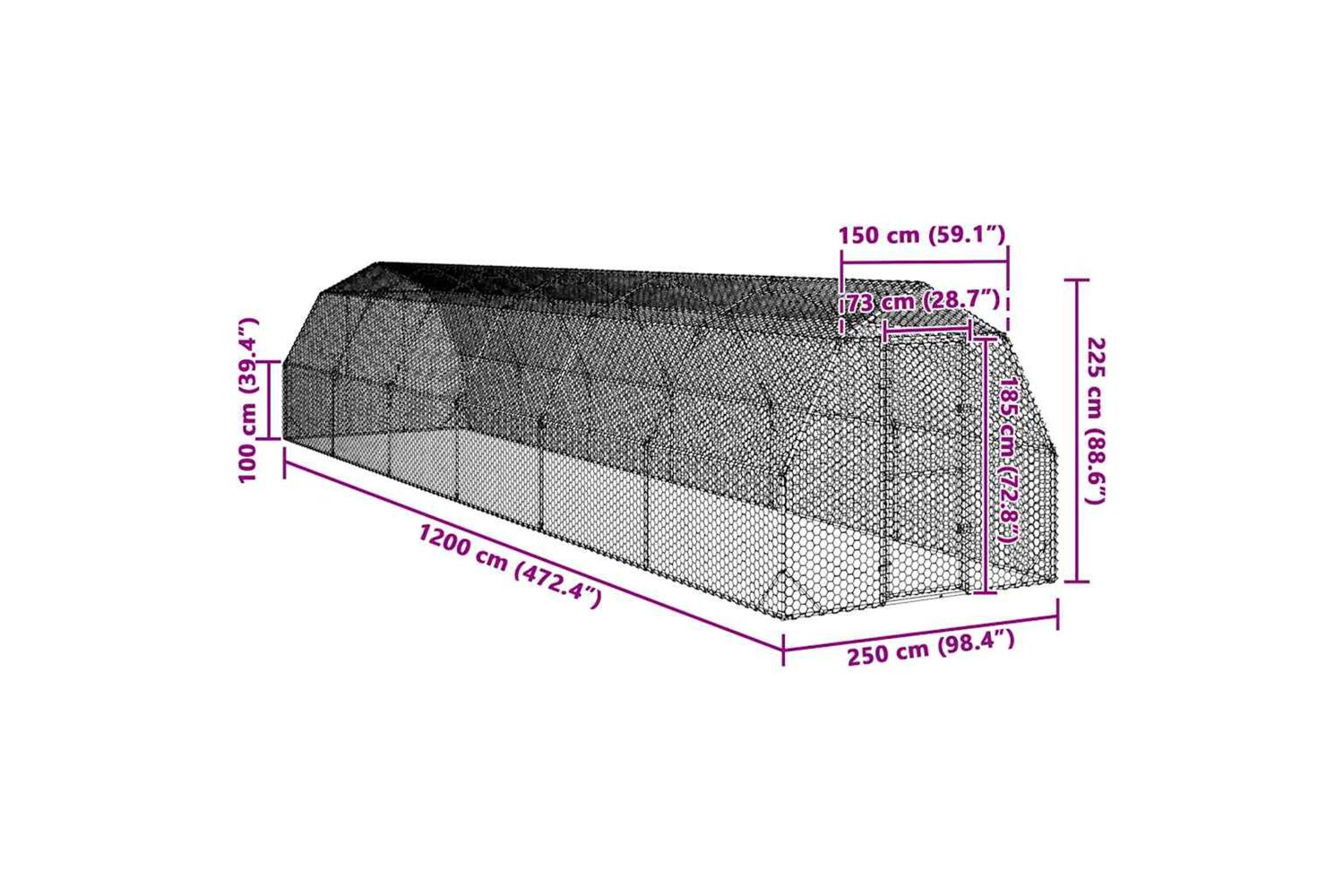 Vidaxl Chicken Run 25x12x225 M Galvanised Steel-8