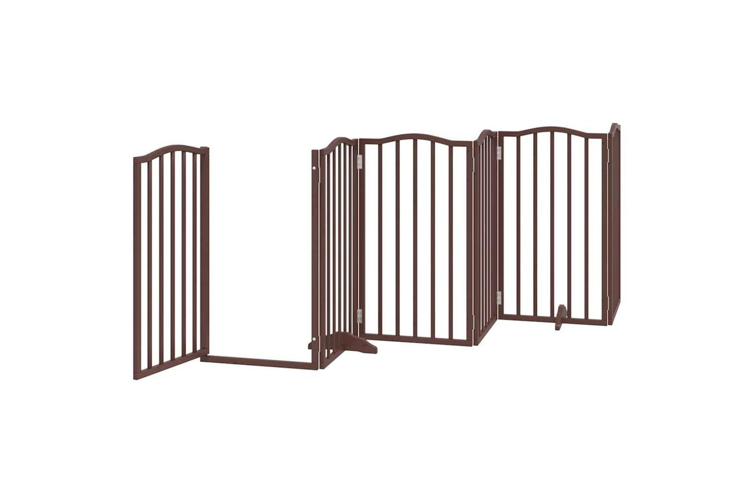Vidaxl Dog Gate With Door Foldable 6 Panels Brown Oak 300 Cmpoplar Wood-4