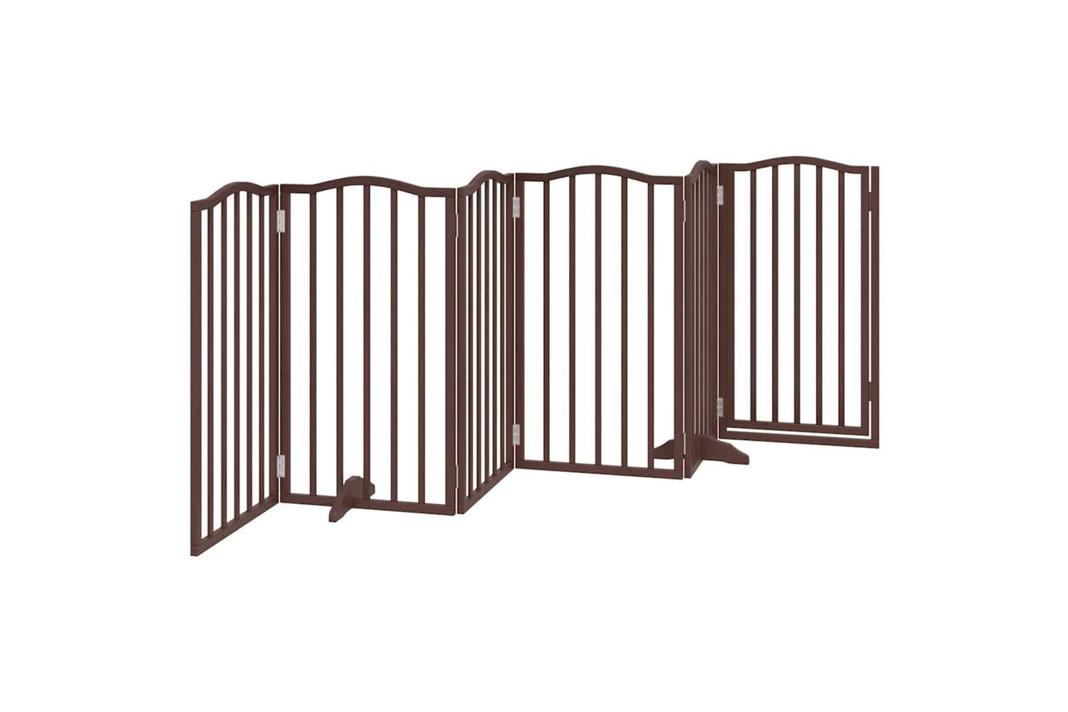 Vidaxl Dog Gate With Door Foldable 6 Panels Brown Oak 300 Cmpoplar Wood-6