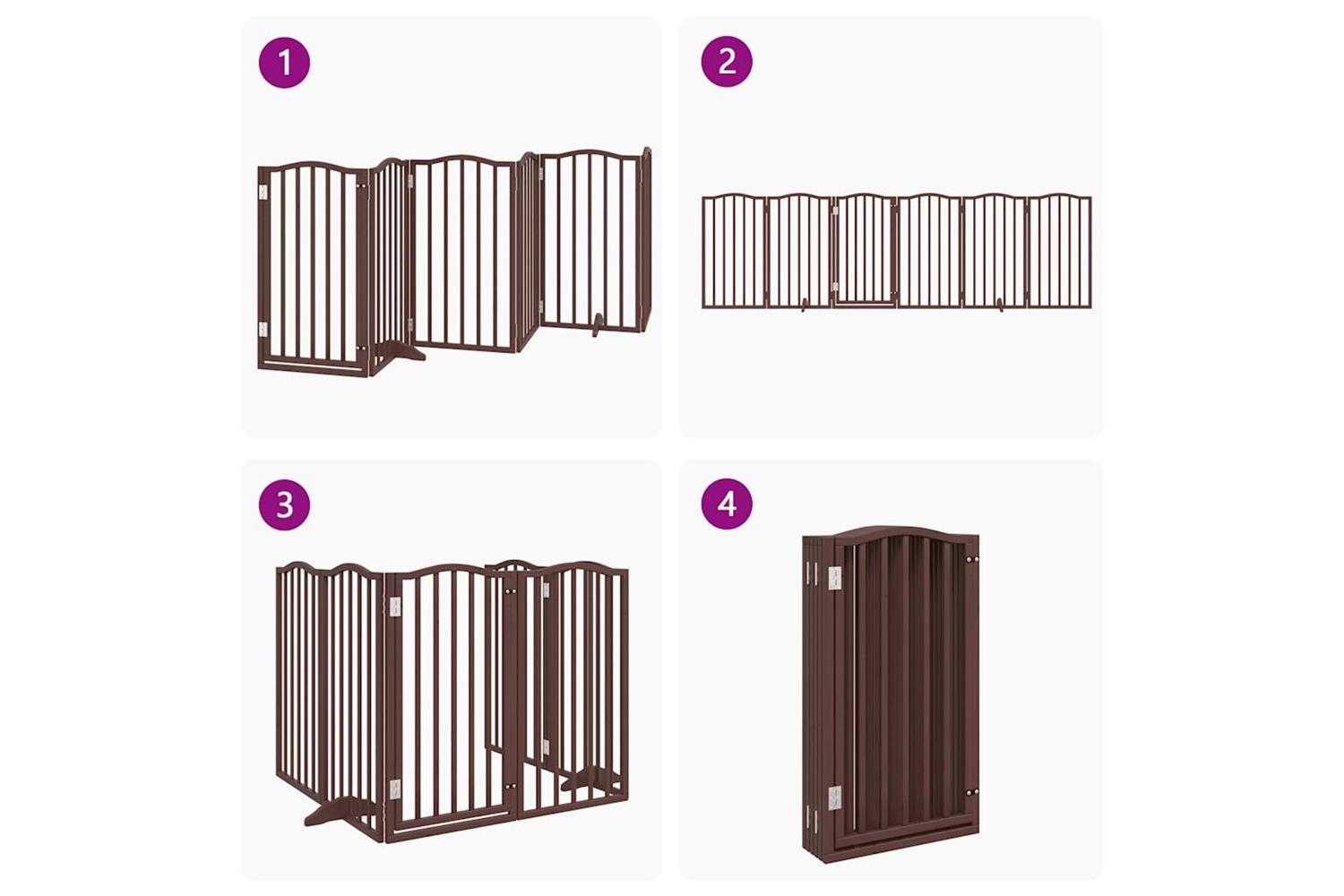 Vidaxl Dog Gate With Door Foldable 6 Panels Brown Oak 300 Cmpoplar Wood-7
