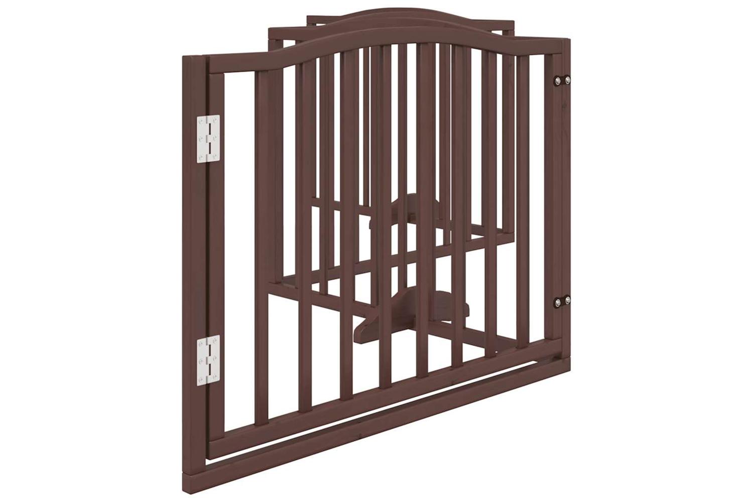 Vidaxl Dog Gate With Door Foldable 4 Panels Brown Oak 320 Cm Poplar Wood-5