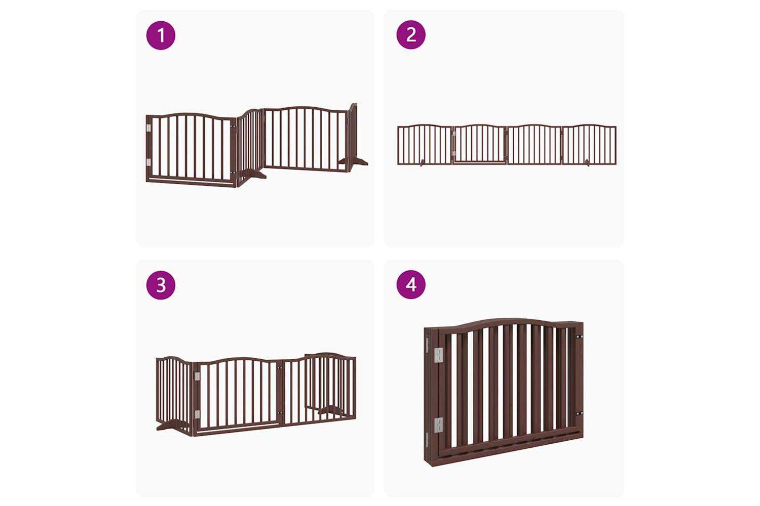 Vidaxl Dog Gate With Door Foldable 4 Panels Brown Oak 320 Cm Poplar Wood-7