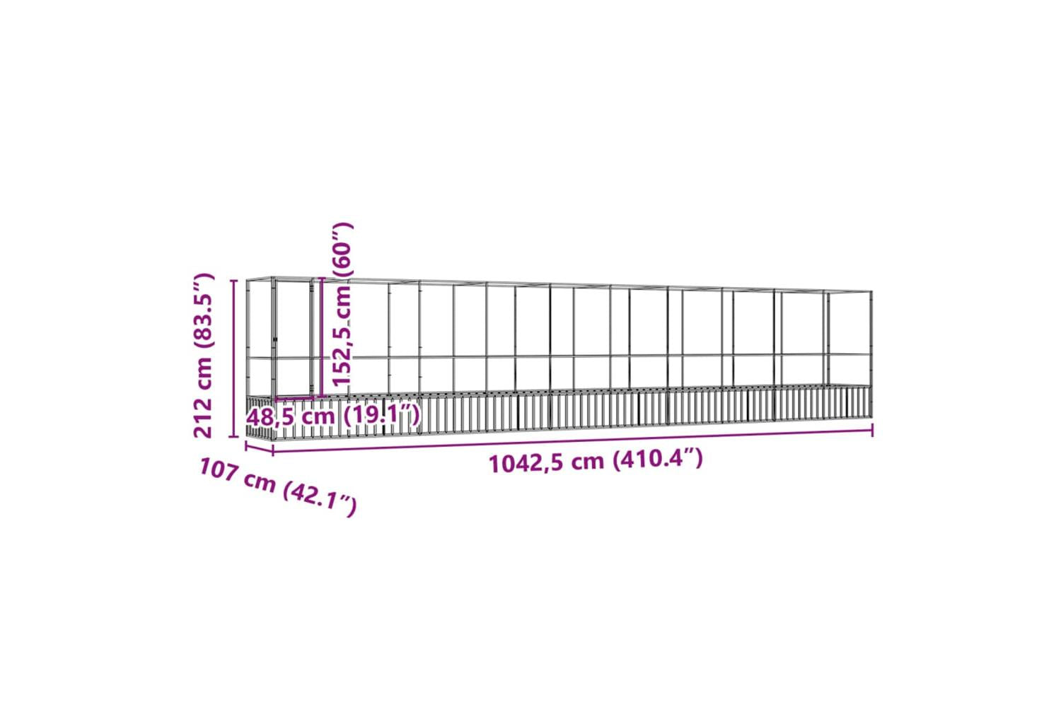 Vidaxl Aviary With Extension Silver 10425x107x212 Cm Steel-8