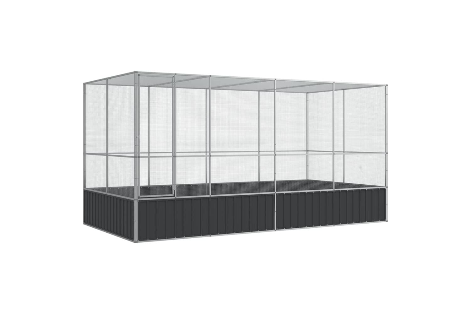 Vidaxl Aviary With Extension Silver 418x207x212 Cm Steel-2