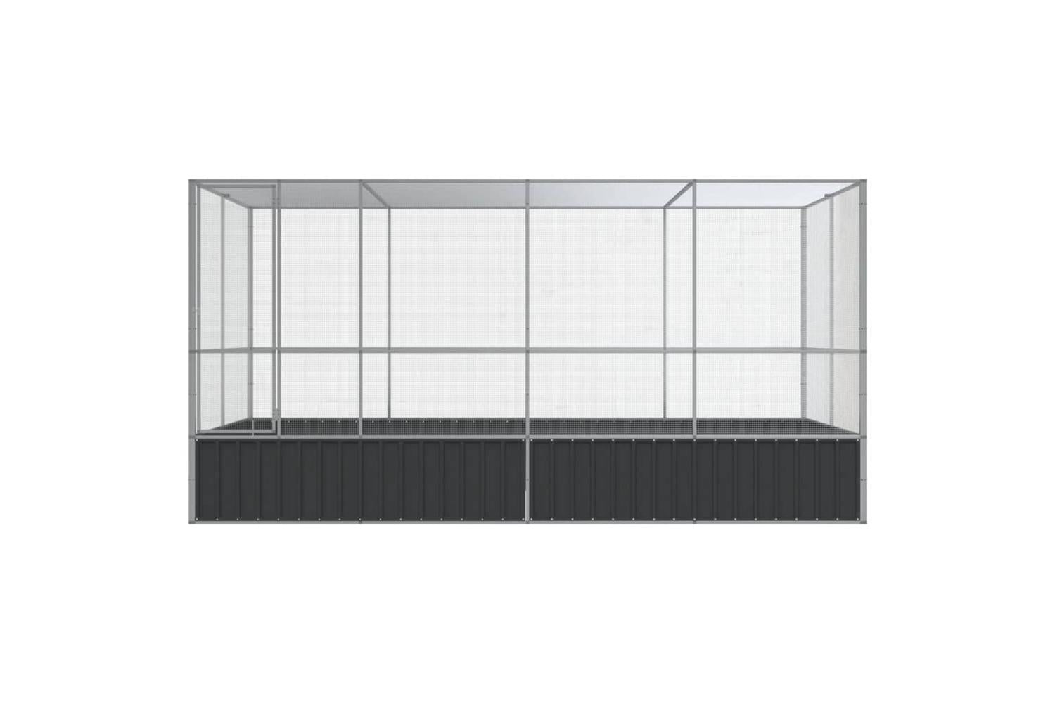 Vidaxl Aviary With Extension Silver 418x207x212 Cm Steel-3