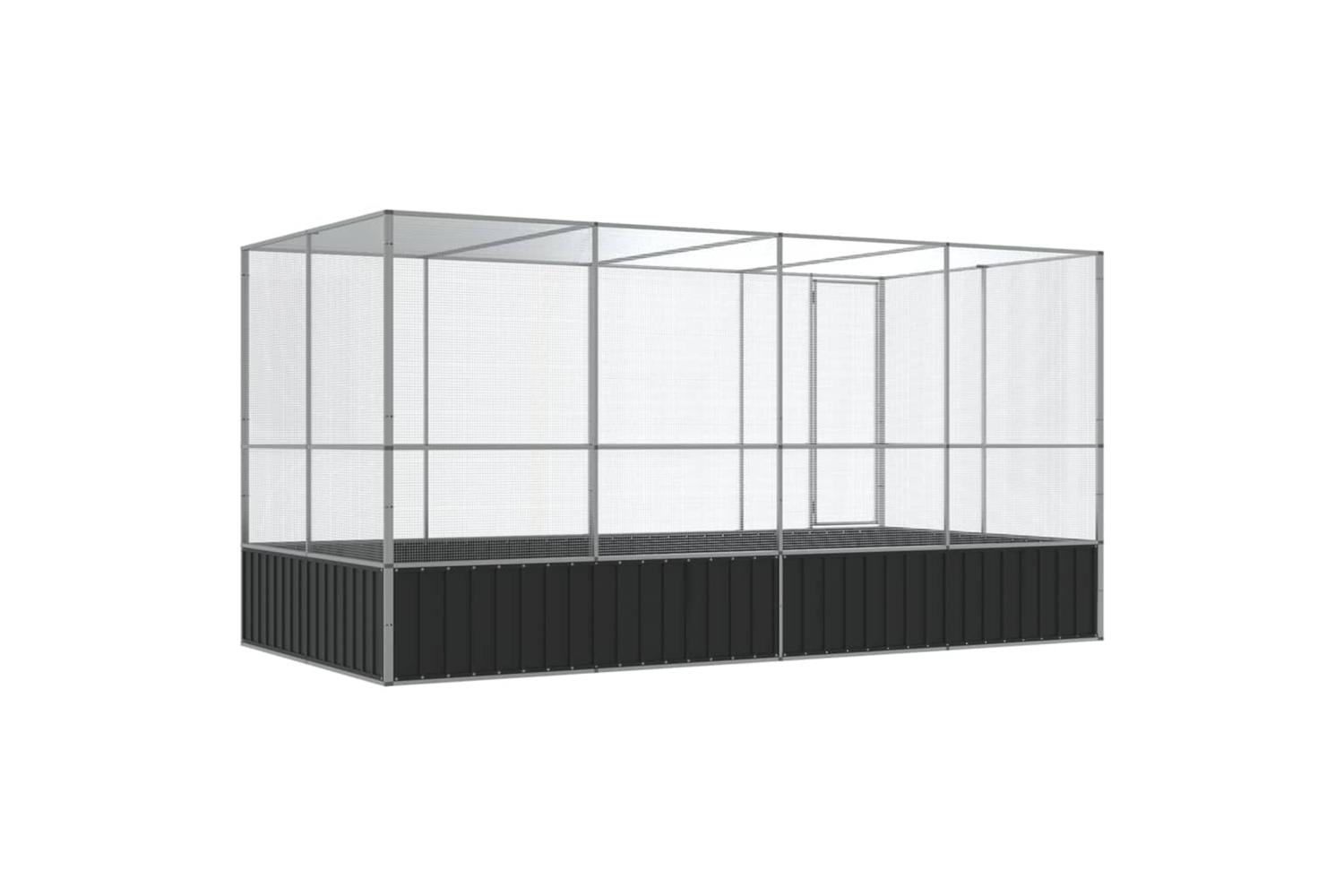 Vidaxl Aviary With Extension Silver 418x207x212 Cm Steel-5