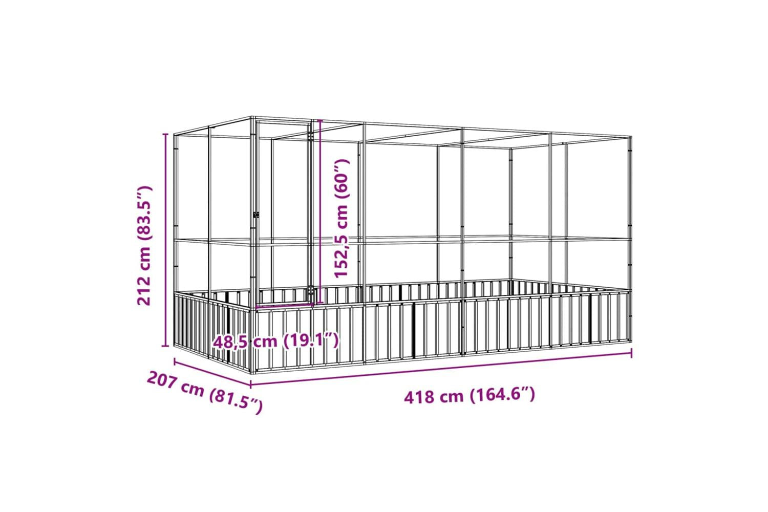 Vidaxl Aviary With Extension Silver 418x207x212 Cm Steel-8