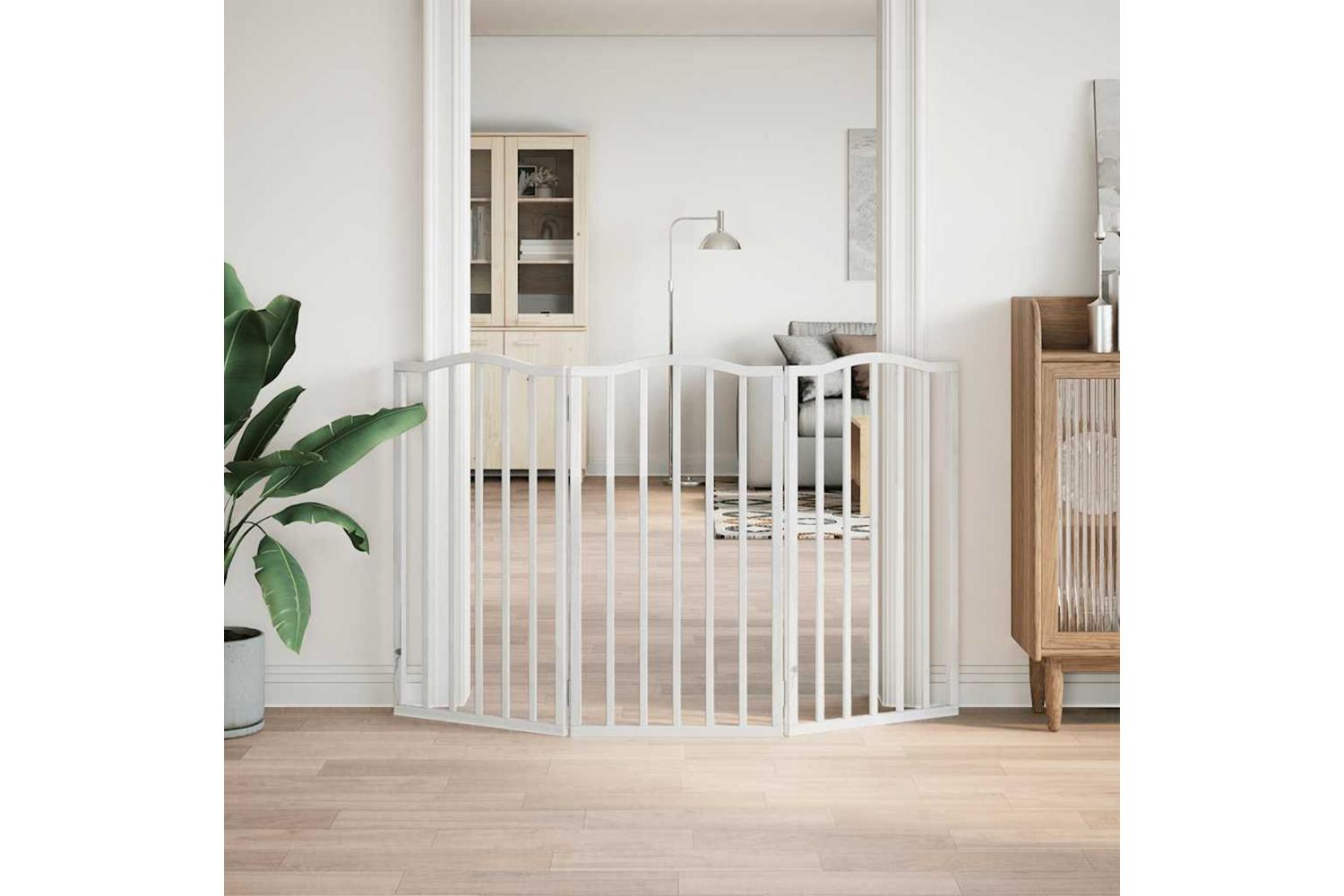 Vidaxl Dog Gate Foldable 3 Panels White 150 Cmpoplar Wood-3
