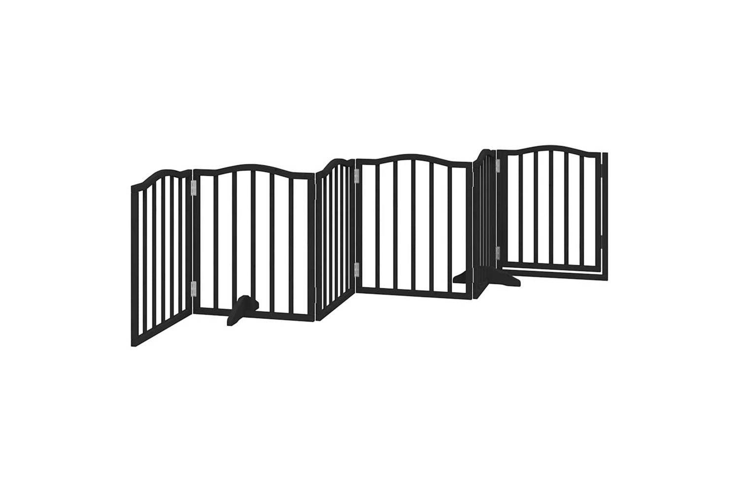 Vidaxl Dog Gate With Door Foldable 6 Panels Black 300 Cmpoplar Wood-6