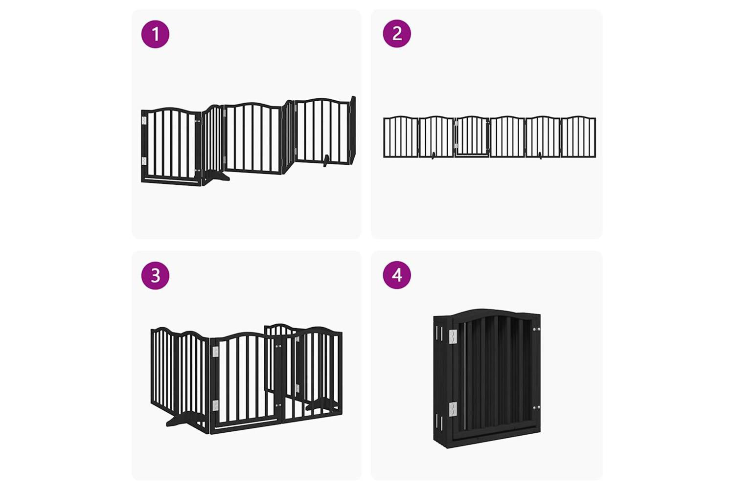 Vidaxl Dog Gate With Door Foldable 6 Panels Black 300 Cmpoplar Wood-7