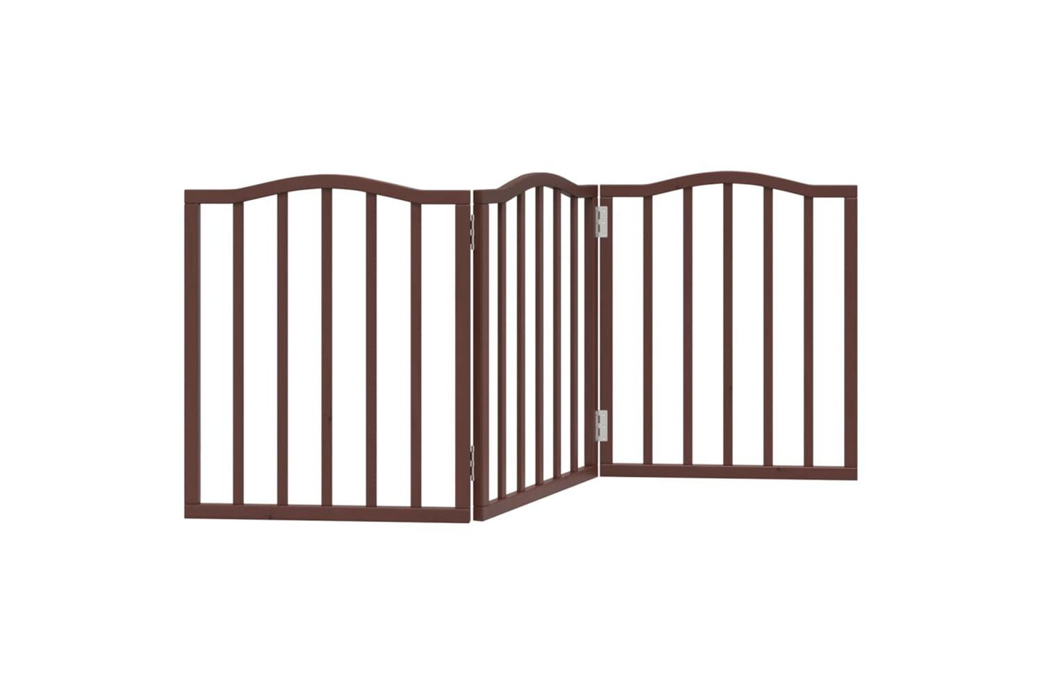 Vidaxl Dog Gate Foldable 3 Panels Brown Oak 150 Cmpoplar Wood-2