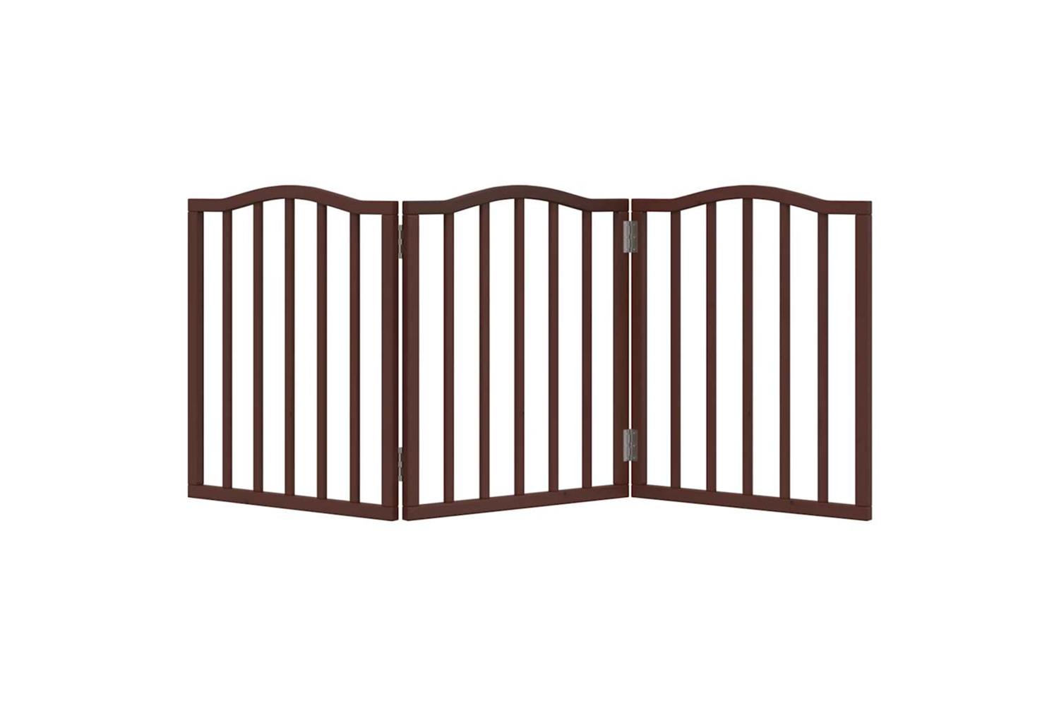 Vidaxl Dog Gate Foldable 3 Panels Brown Oak 150 Cmpoplar Wood-4