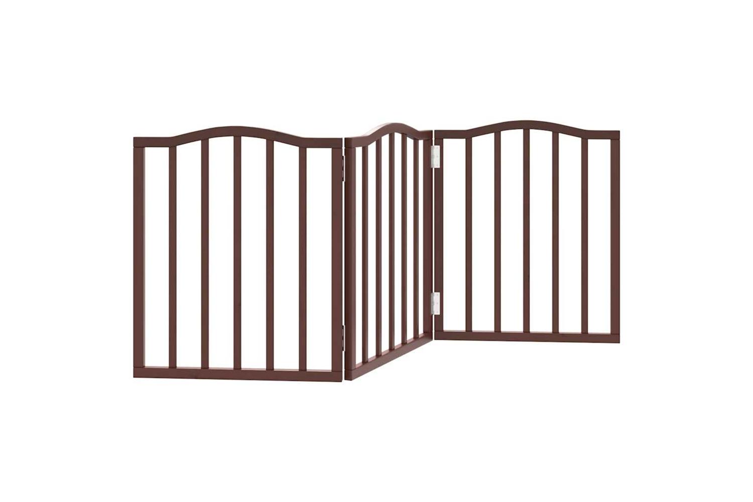 Vidaxl Dog Gate Foldable 3 Panels Brown Oak 150 Cmpoplar Wood-6