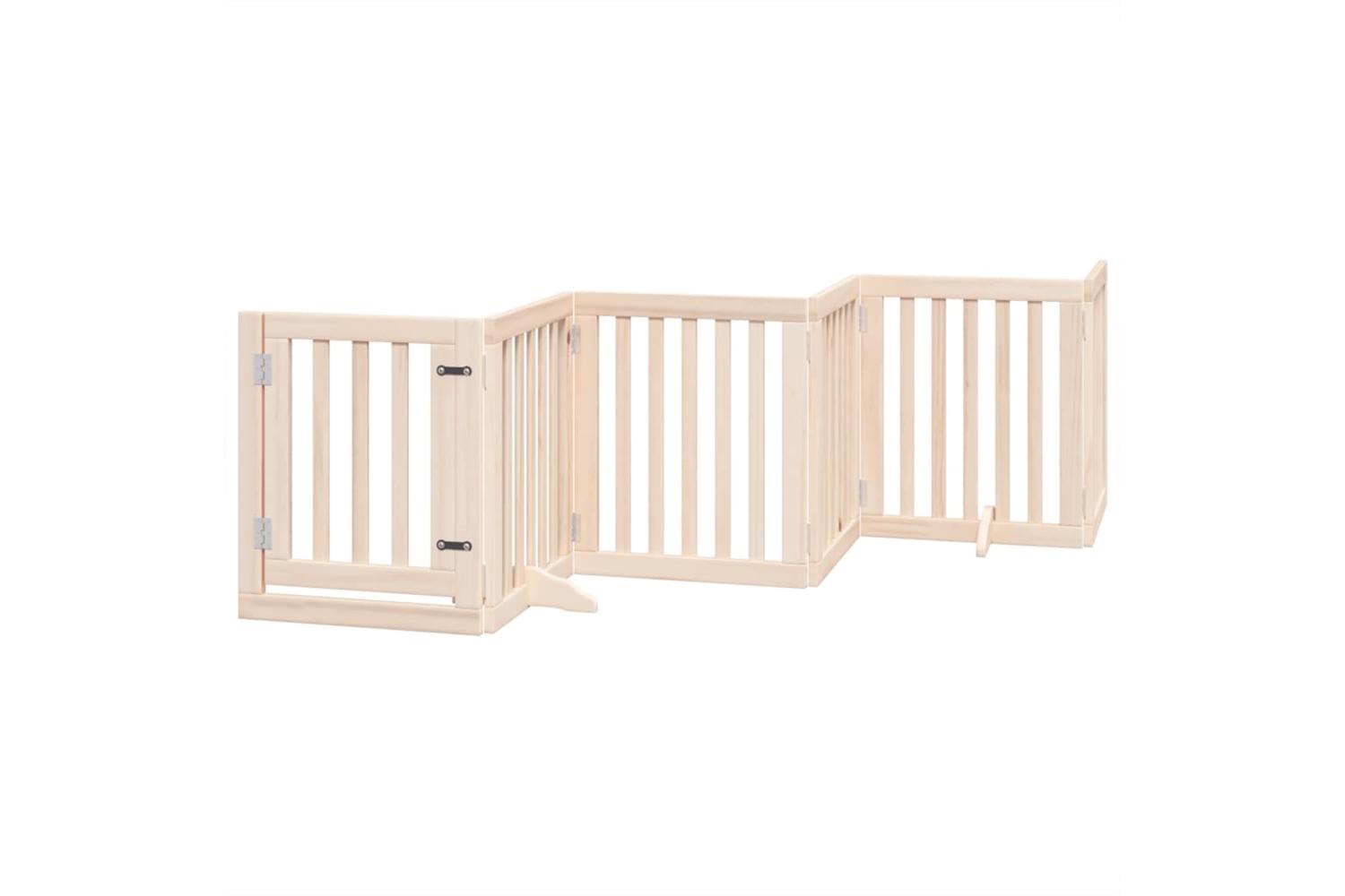 Vidaxl Dog Gate With Door Foldable 6 Panels 300 Cm Poplar Wood-2