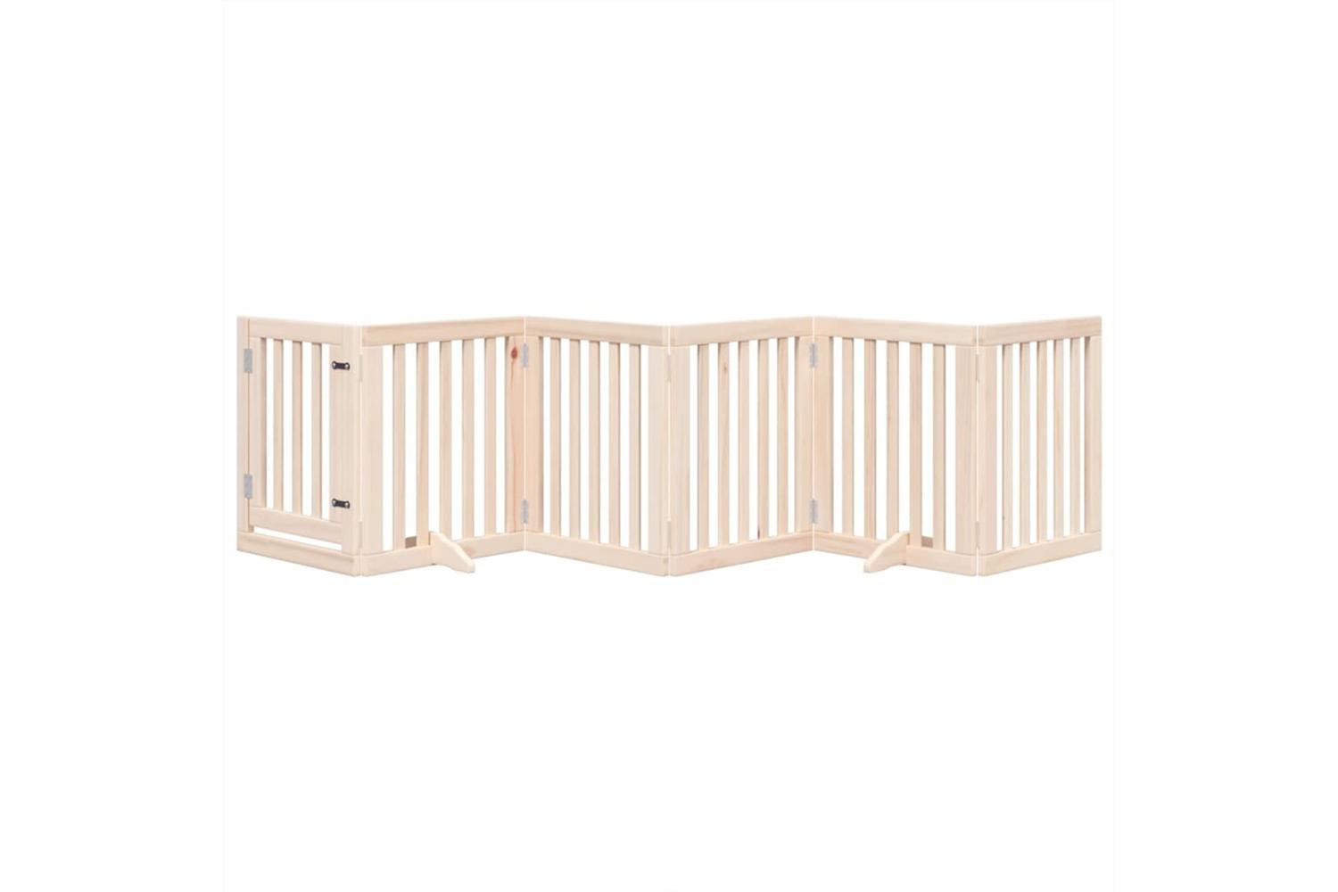 Vidaxl Dog Gate With Door Foldable 6 Panels 300 Cm Poplar Wood-3