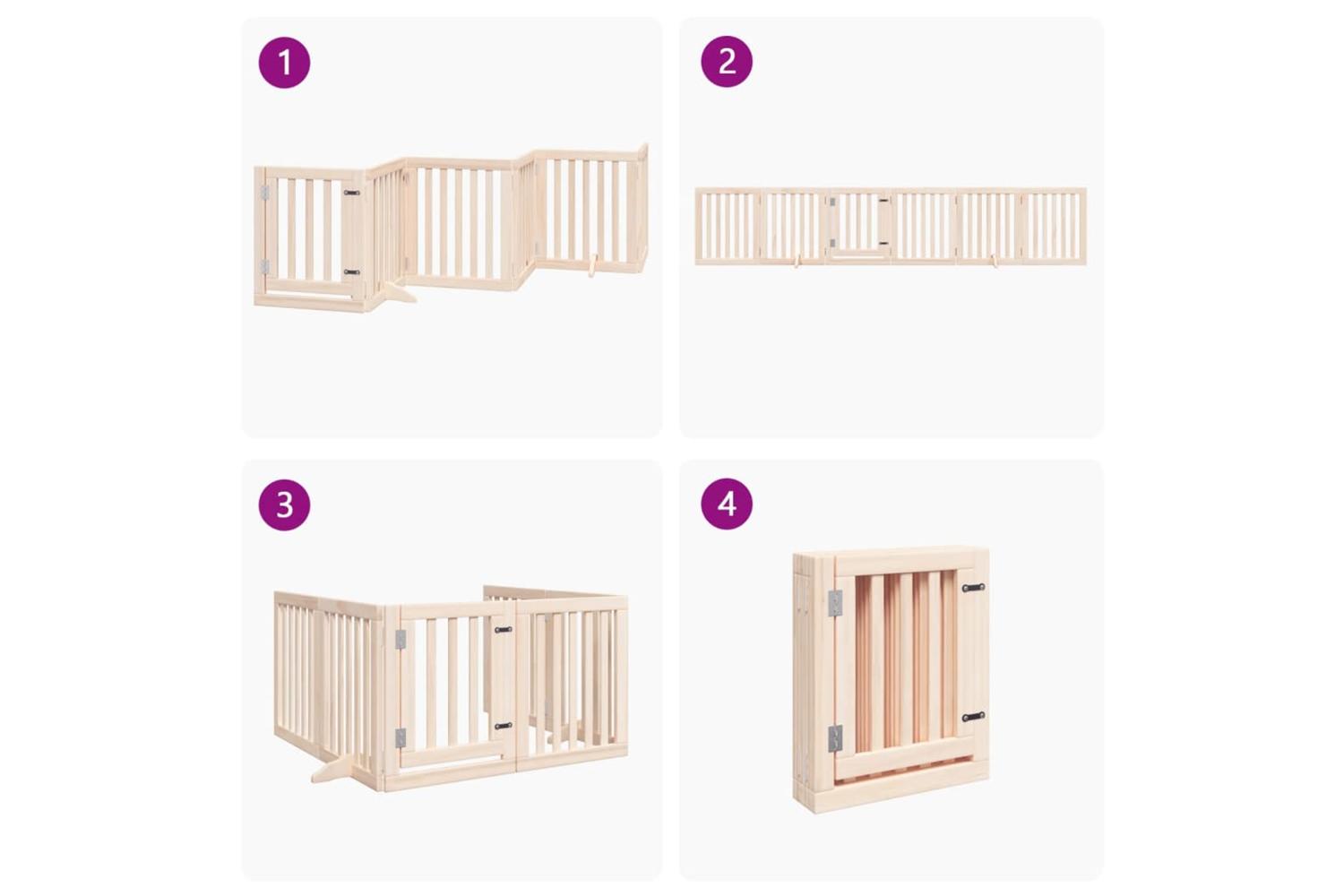 Vidaxl Dog Gate With Door Foldable 6 Panels 300 Cm Poplar Wood-7