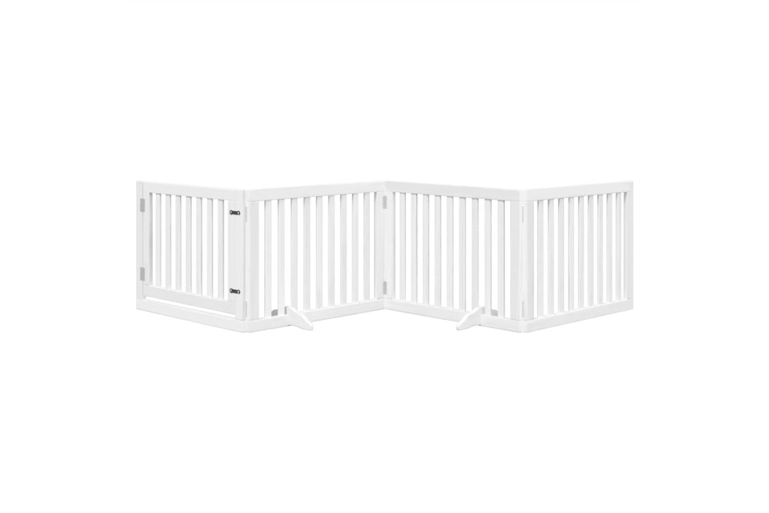 Vidaxl Dog Gate With Door Foldable 4 Panels White 320 Cm Poplar Wood-3