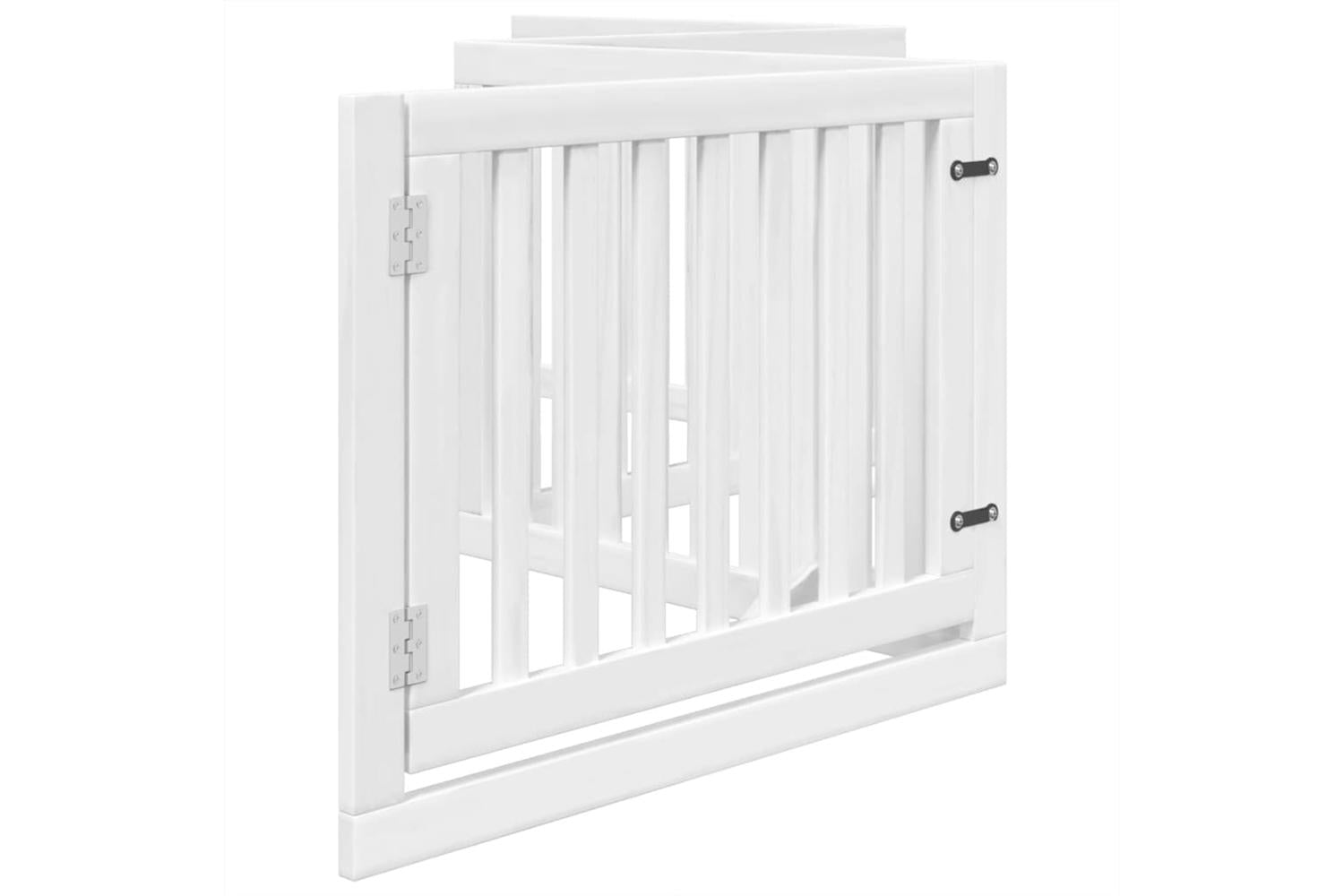 Vidaxl Dog Gate With Door Foldable 4 Panels White 320 Cm Poplar Wood-5
