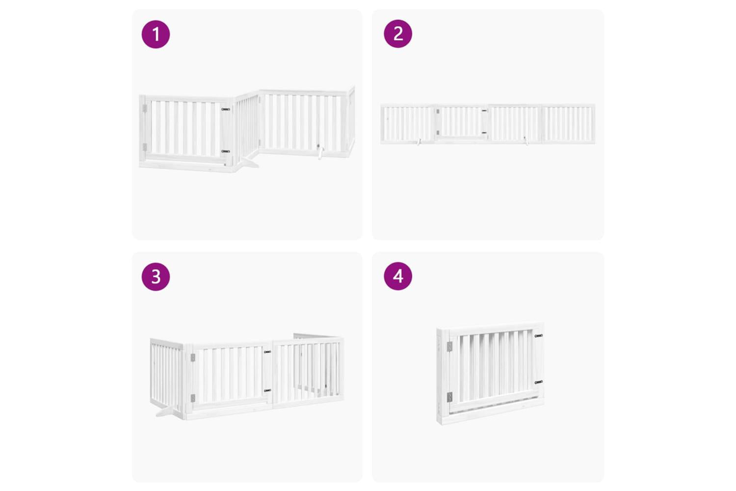 Vidaxl Dog Gate With Door Foldable 4 Panels White 320 Cm Poplar Wood-7
