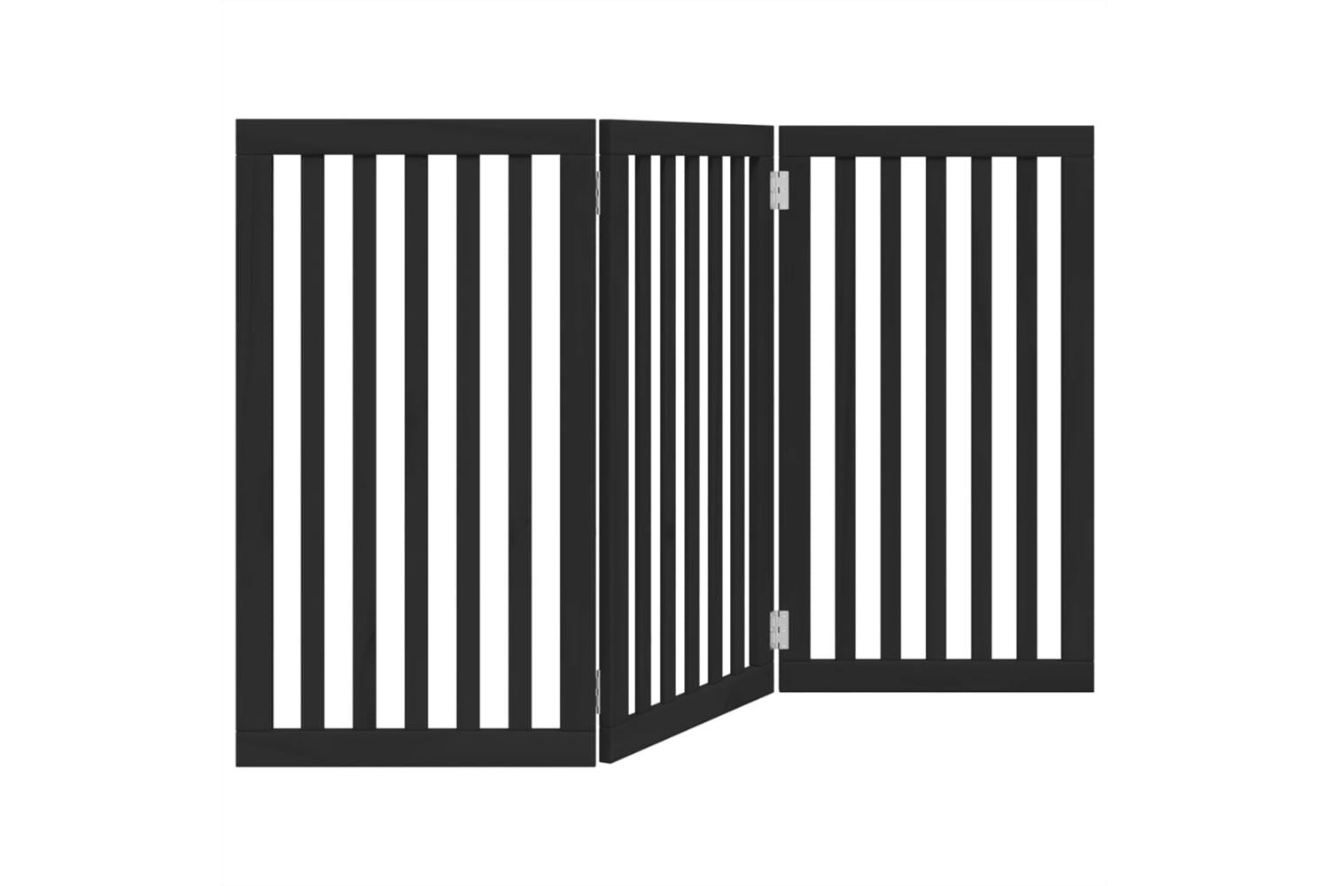 Vidaxl Dog Gate Foldable 3 Panels Black 150 Cm Poplar Wood-2