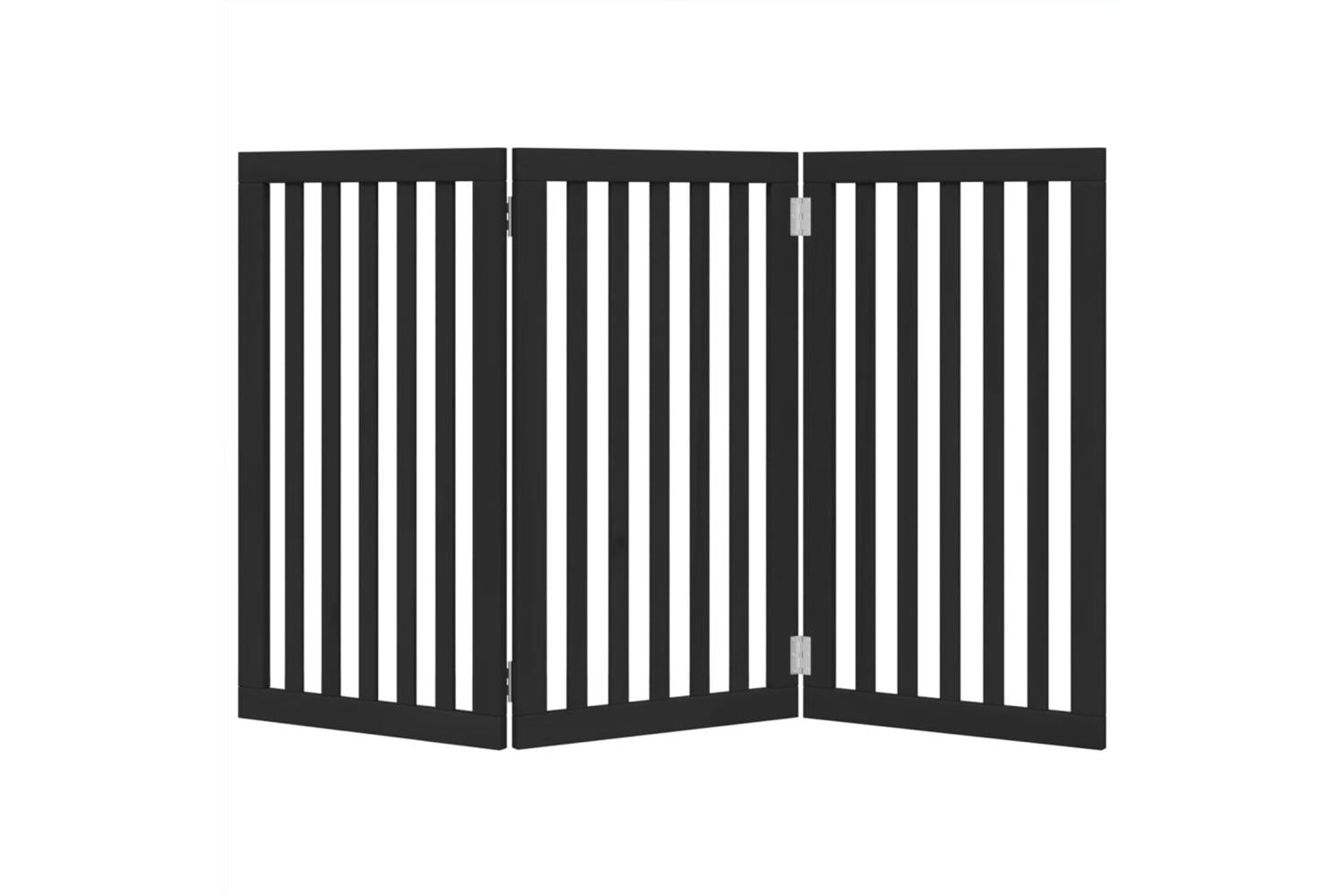 Vidaxl Dog Gate Foldable 3 Panels Black 150 Cm Poplar Wood-4