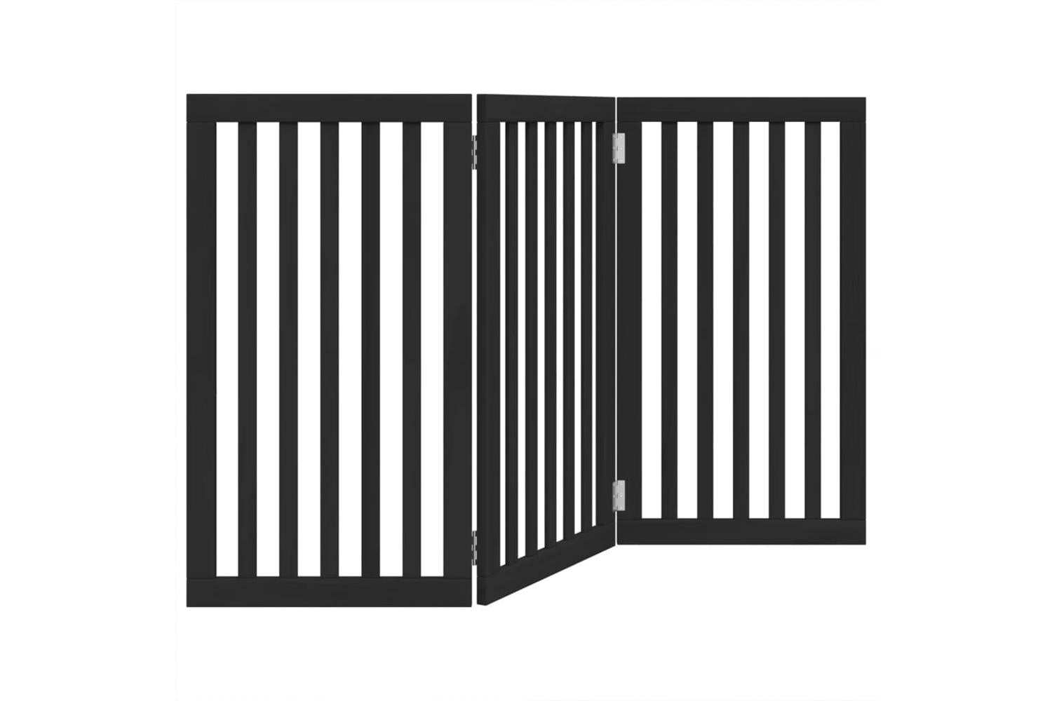 Vidaxl Dog Gate Foldable 3 Panels Black 150 Cm Poplar Wood-6