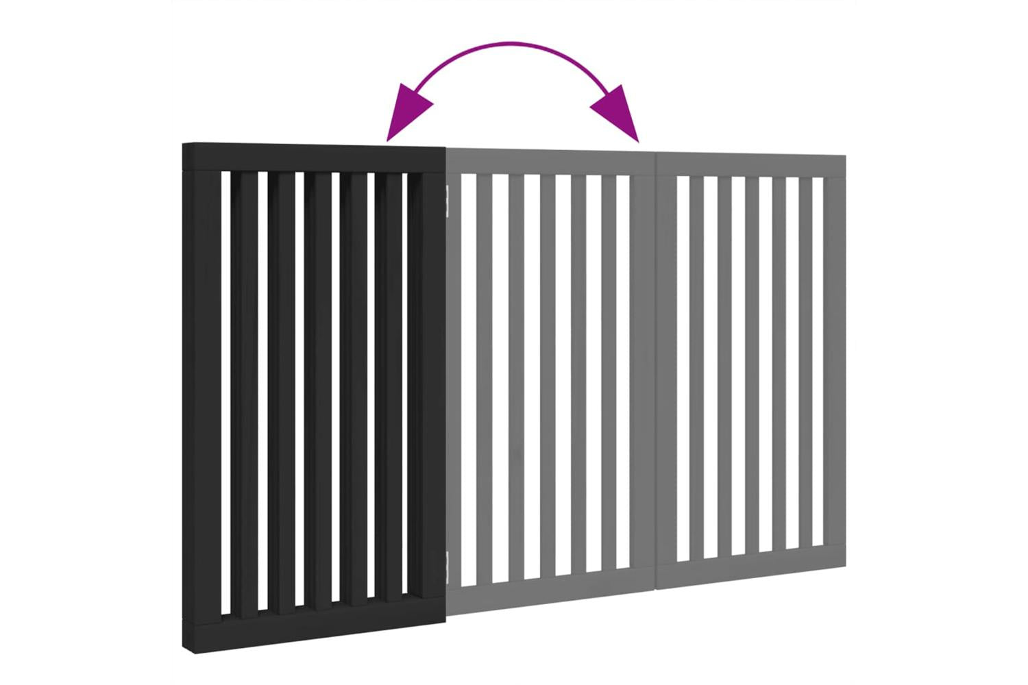 Vidaxl Dog Gate Foldable 3 Panels Black 150 Cm Poplar Wood-7