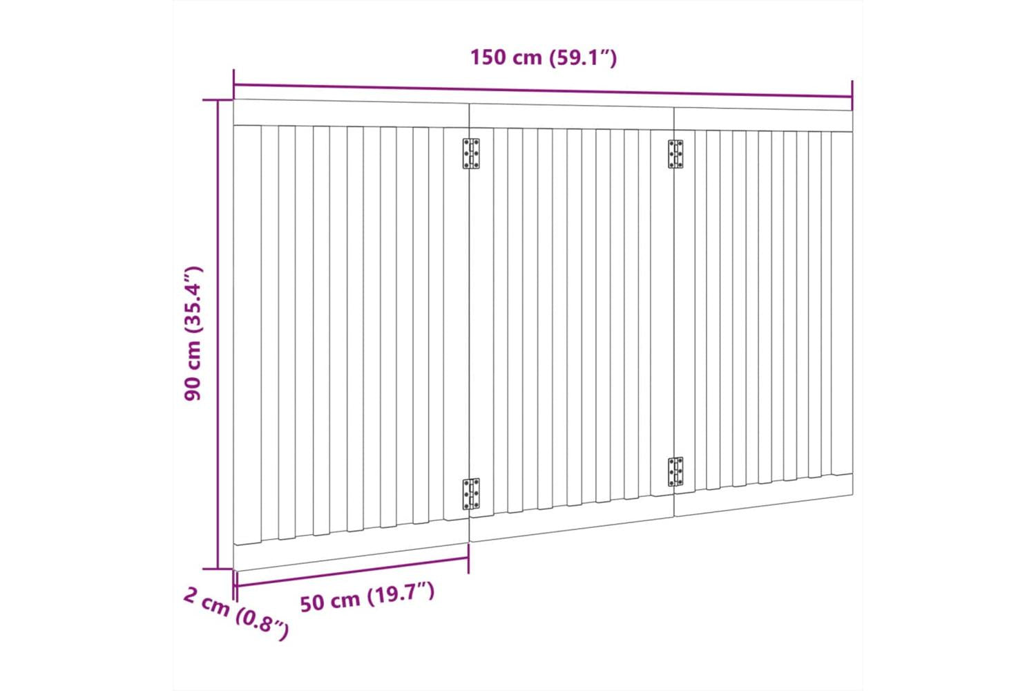 Vidaxl Dog Gate Foldable 3 Panels Black 150 Cm Poplar Wood-9