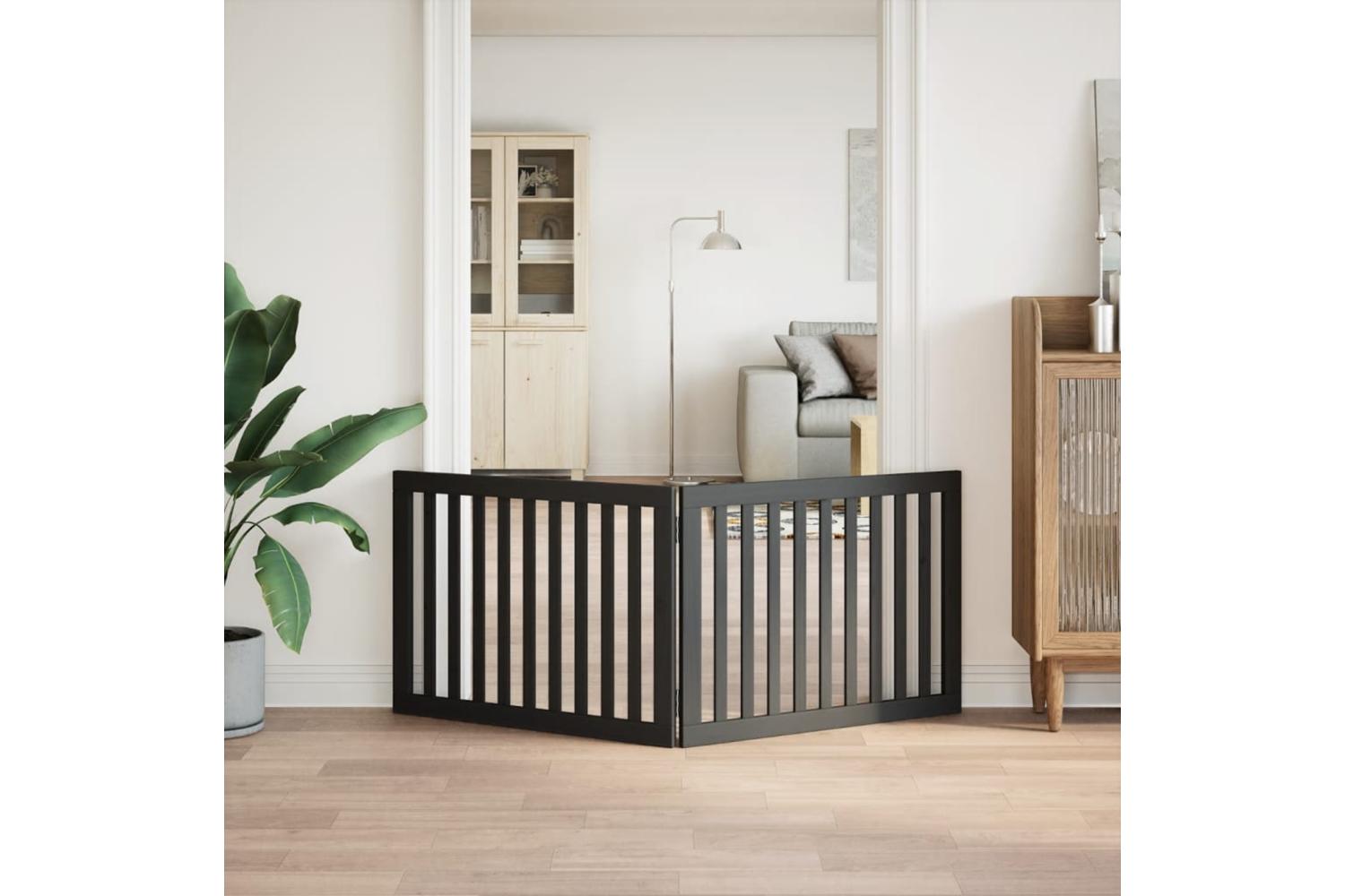 Vidaxl Dog Gate Foldable 2 Panels Black 160 Cm Poplar Wood-3