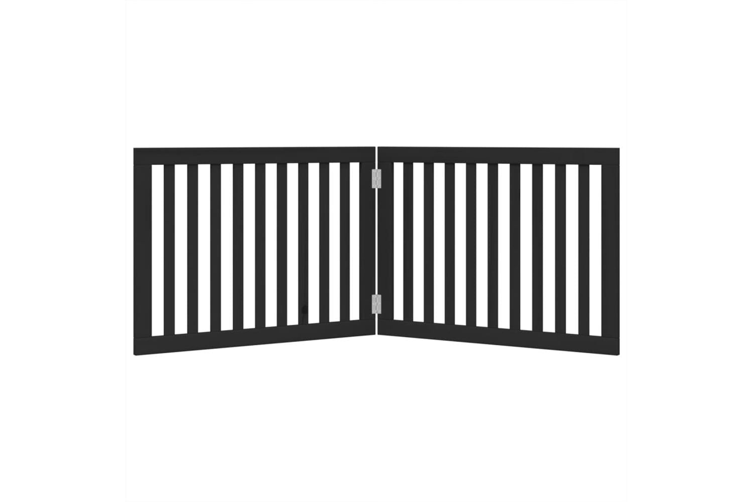 Vidaxl Dog Gate Foldable 2 Panels Black 160 Cm Poplar Wood-4