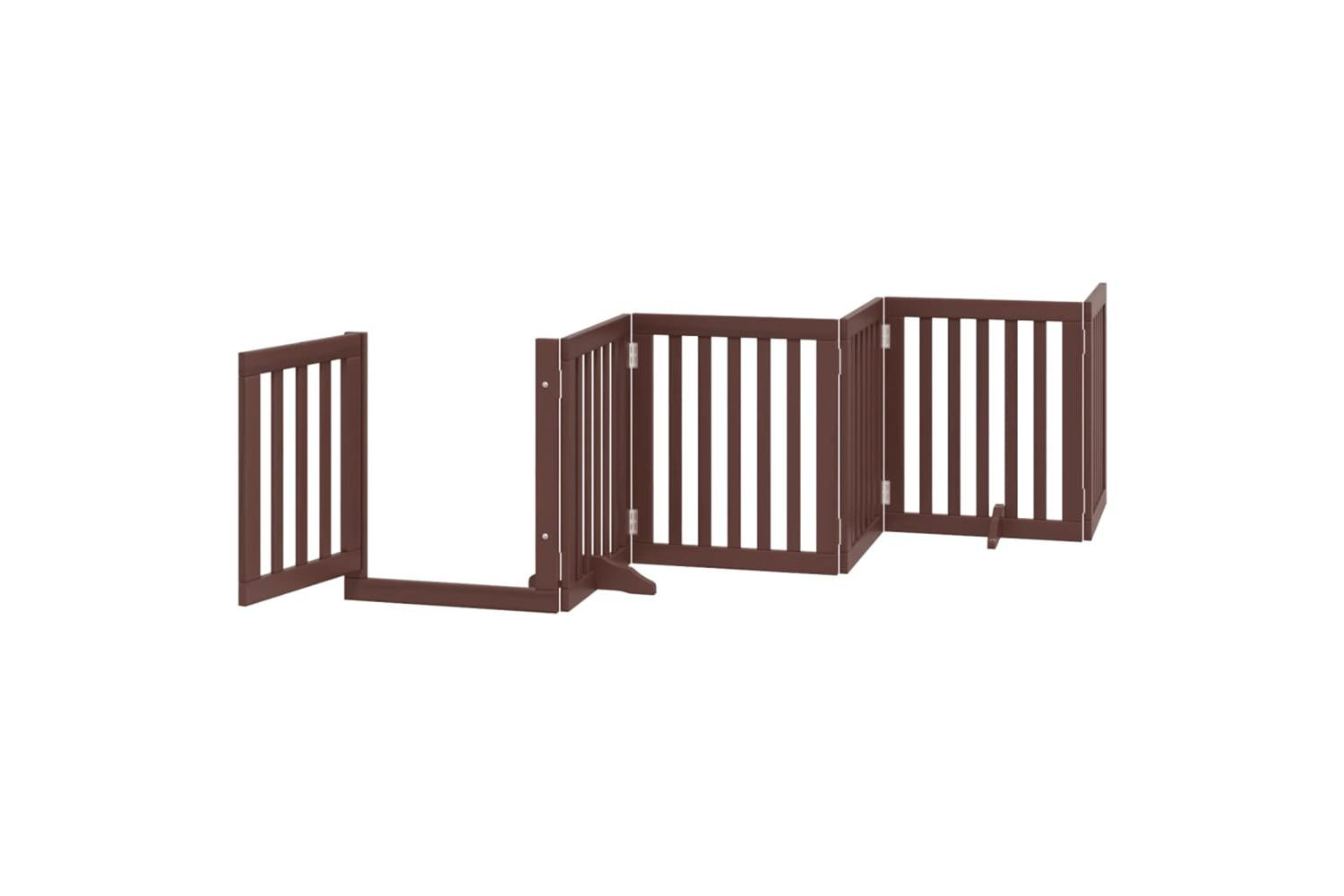Vidaxl Dog Gate With Door Foldable 6 Panels Brown 300 Cm Poplar Wood-4