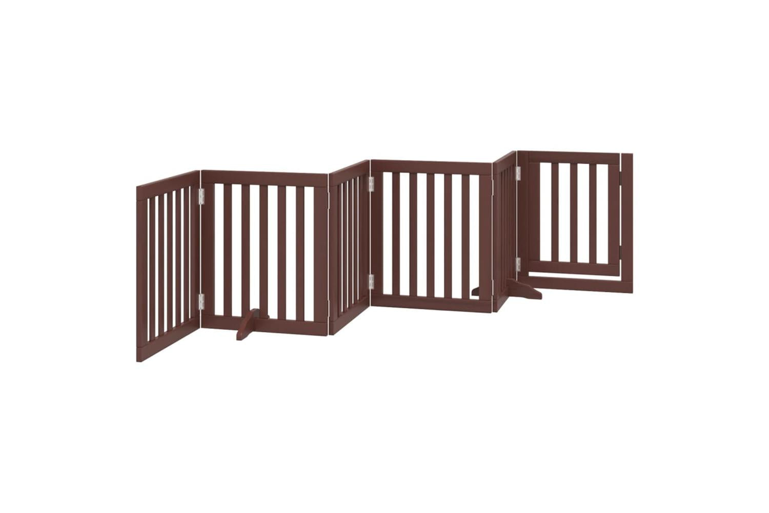 Vidaxl Dog Gate With Door Foldable 6 Panels Brown 300 Cm Poplar Wood-6