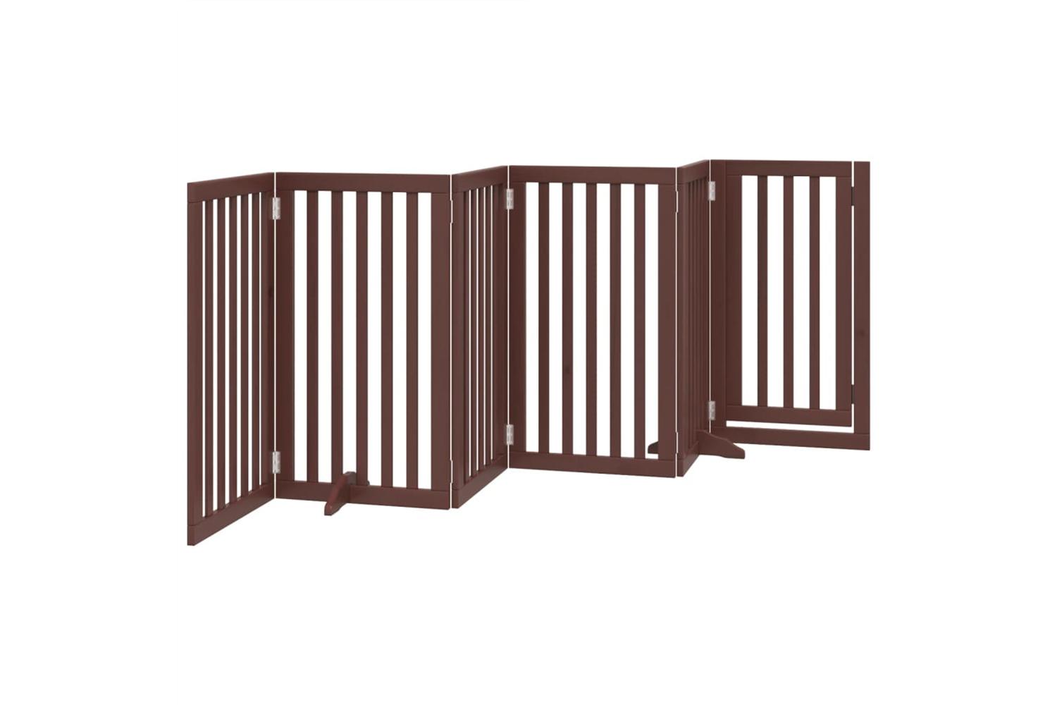 Vidaxl Dog Gate With Door Foldable 6 Panels Brown 300 Cm Poplar Wood-6