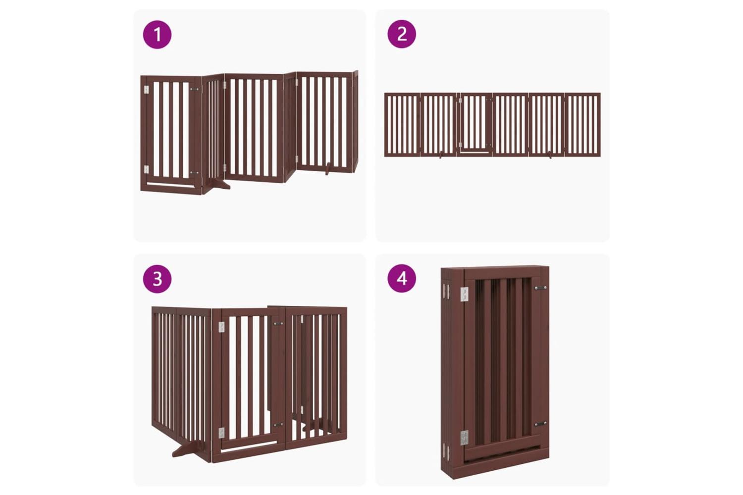 Vidaxl Dog Gate With Door Foldable 6 Panels Brown 300 Cm Poplar Wood-7